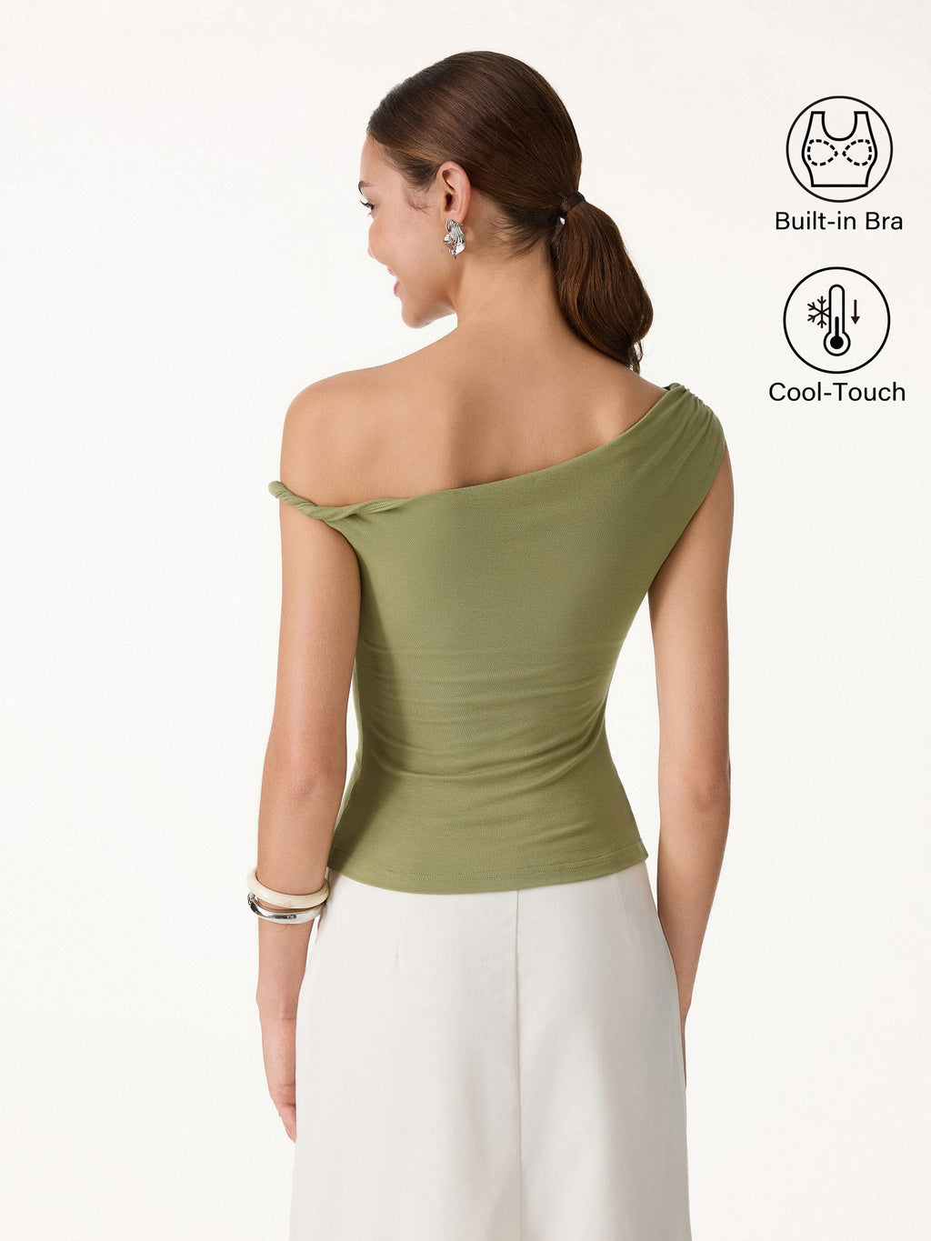 OGLmove CoolTouch Asymmetrical Shoulder Bra Top