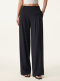 OGLmove Drapey Bamboo Ponte Mid Rise Wide Leg Trouser with Pockets