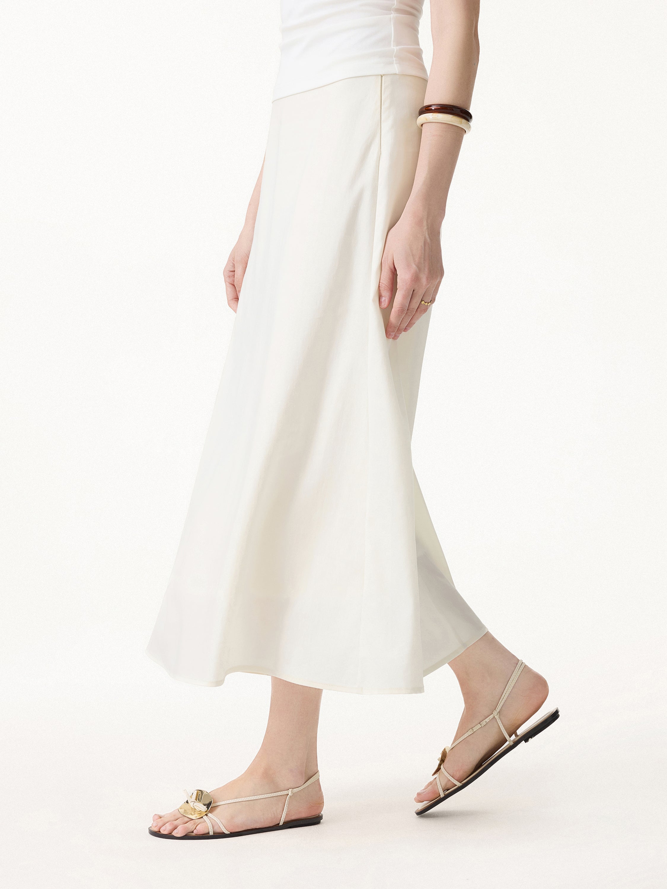 OGLmove Lyocell-Linen Flared Maxi Pull-On Skirt