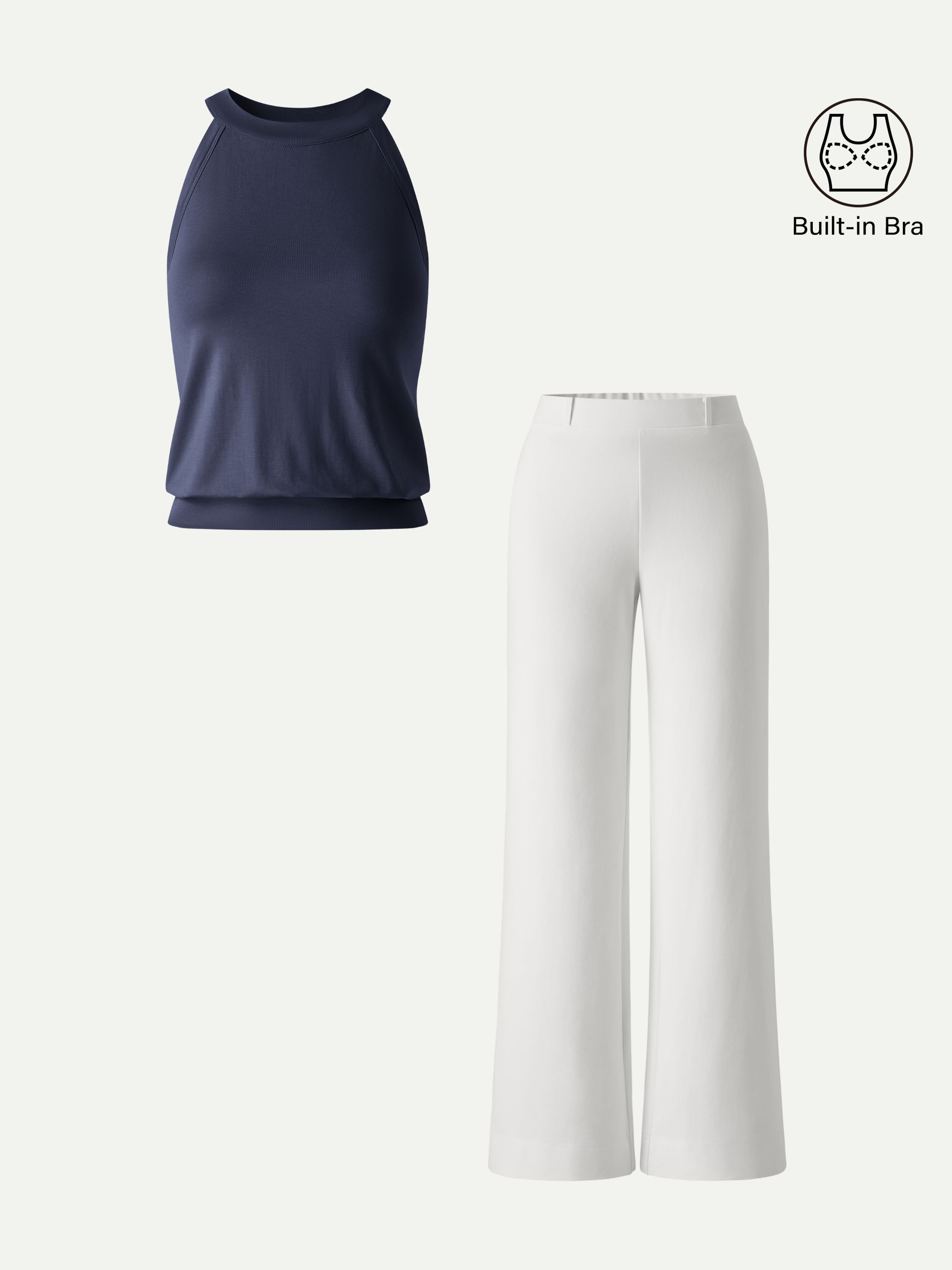 OGLmove Halter Neck Bra Top and Wide Leg Pants Set