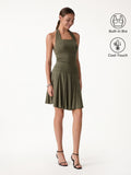 OGLmove Halter Going-Out Bra Top & Knee-Length Flare Skirt Set