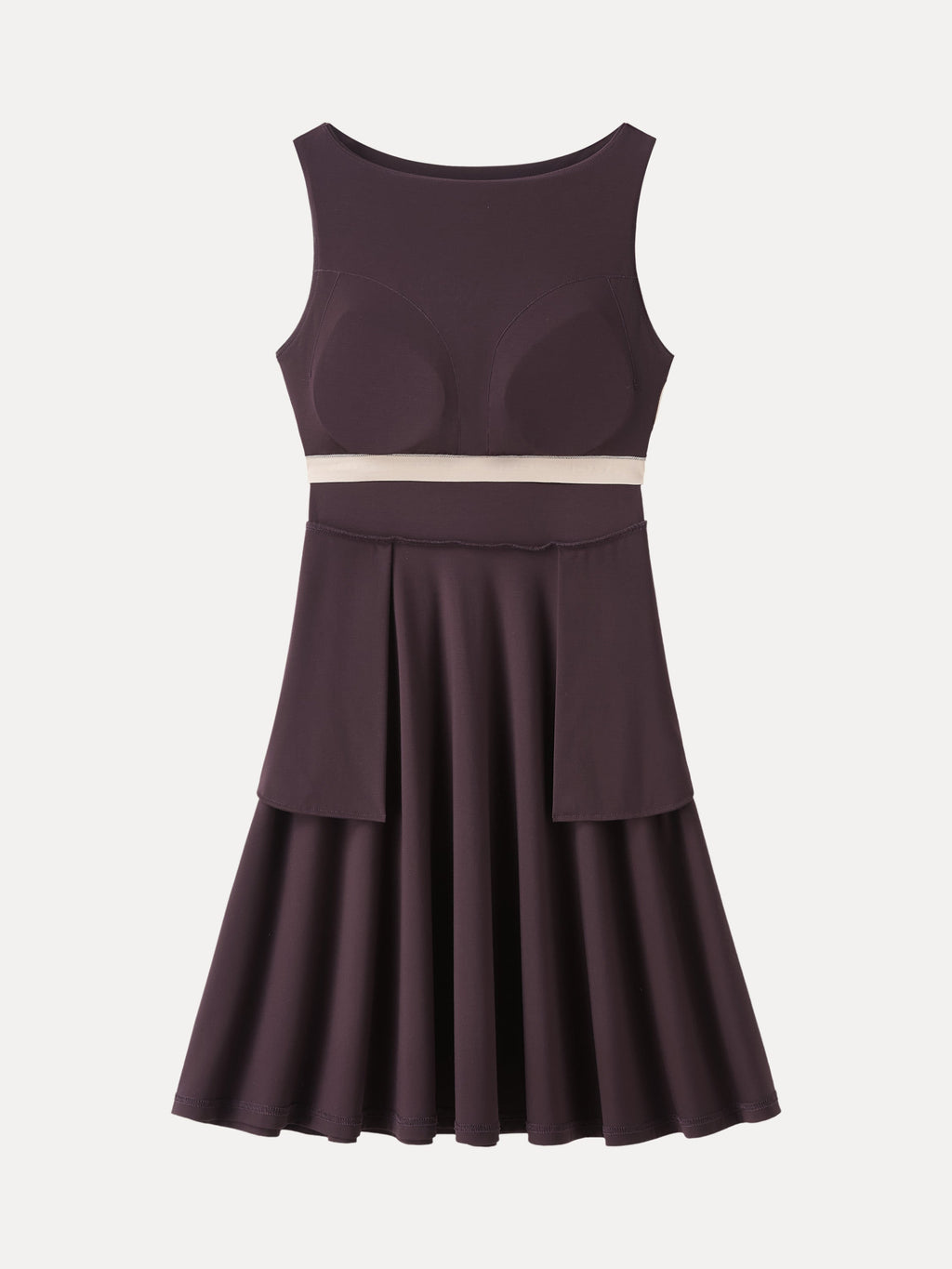 OGLmove Women's Boatneck Fit-and-Flare Mini Bra Dress with Pockets