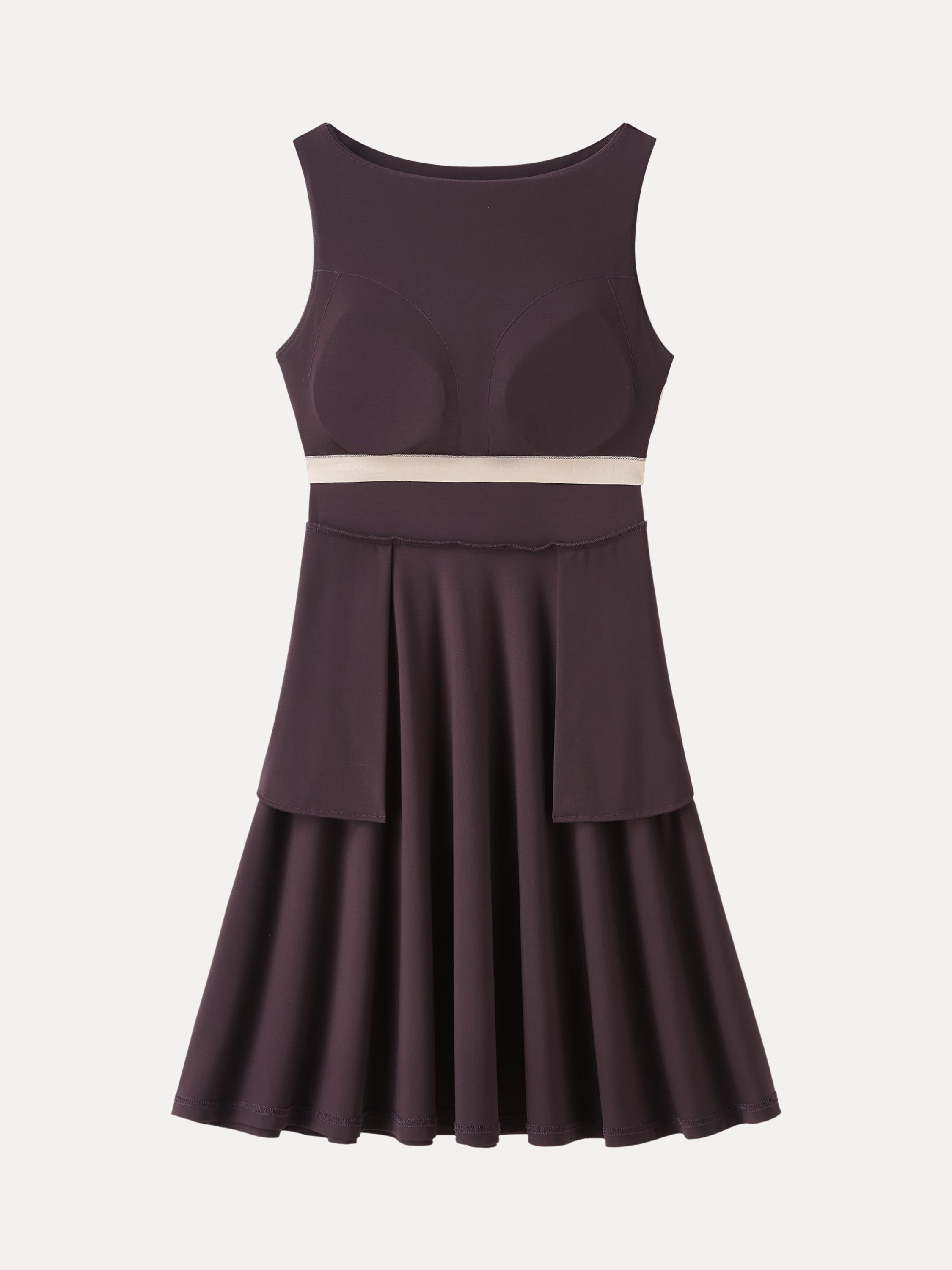 OGLmove Women's Boatneck Fit-and-Flare Mini Bra Dress with Pockets