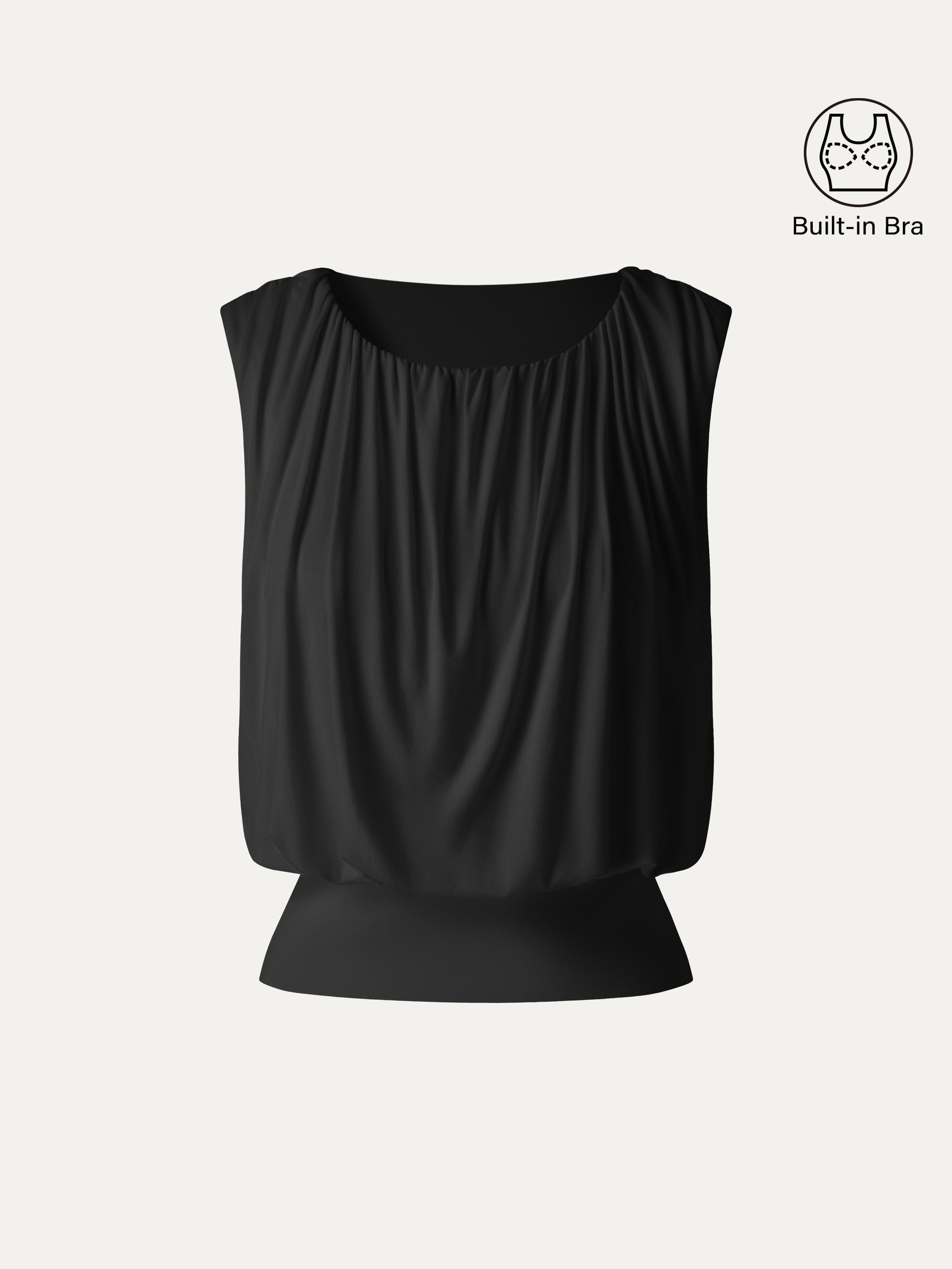 OGLmove Women's Round Neck Gathered Sleeveless Bra Top