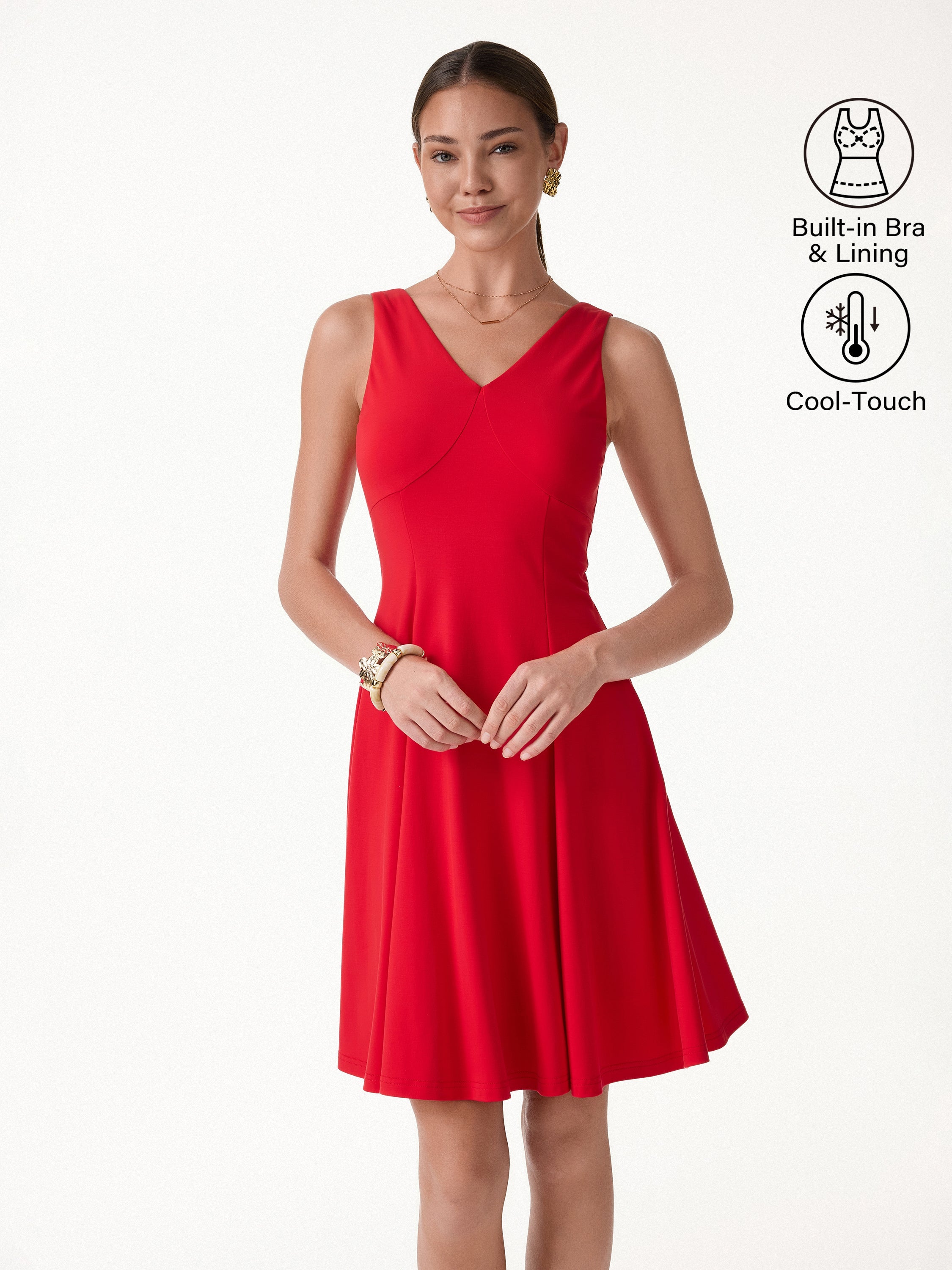 OGLmove CoolTouch V-Neck Travel Mini Dress with Pockets