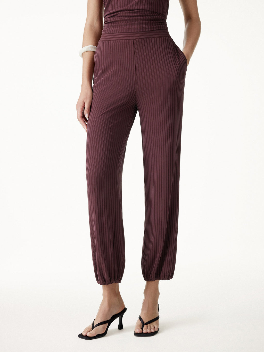 OGLmove Wrinkle-Free Ultra-Soft Mid-Rise Cropped Lounge Pants with Pockets
