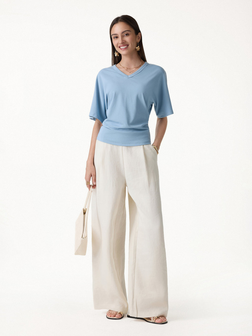 OGLmove V-Neck Waist-Defining Summer Tee