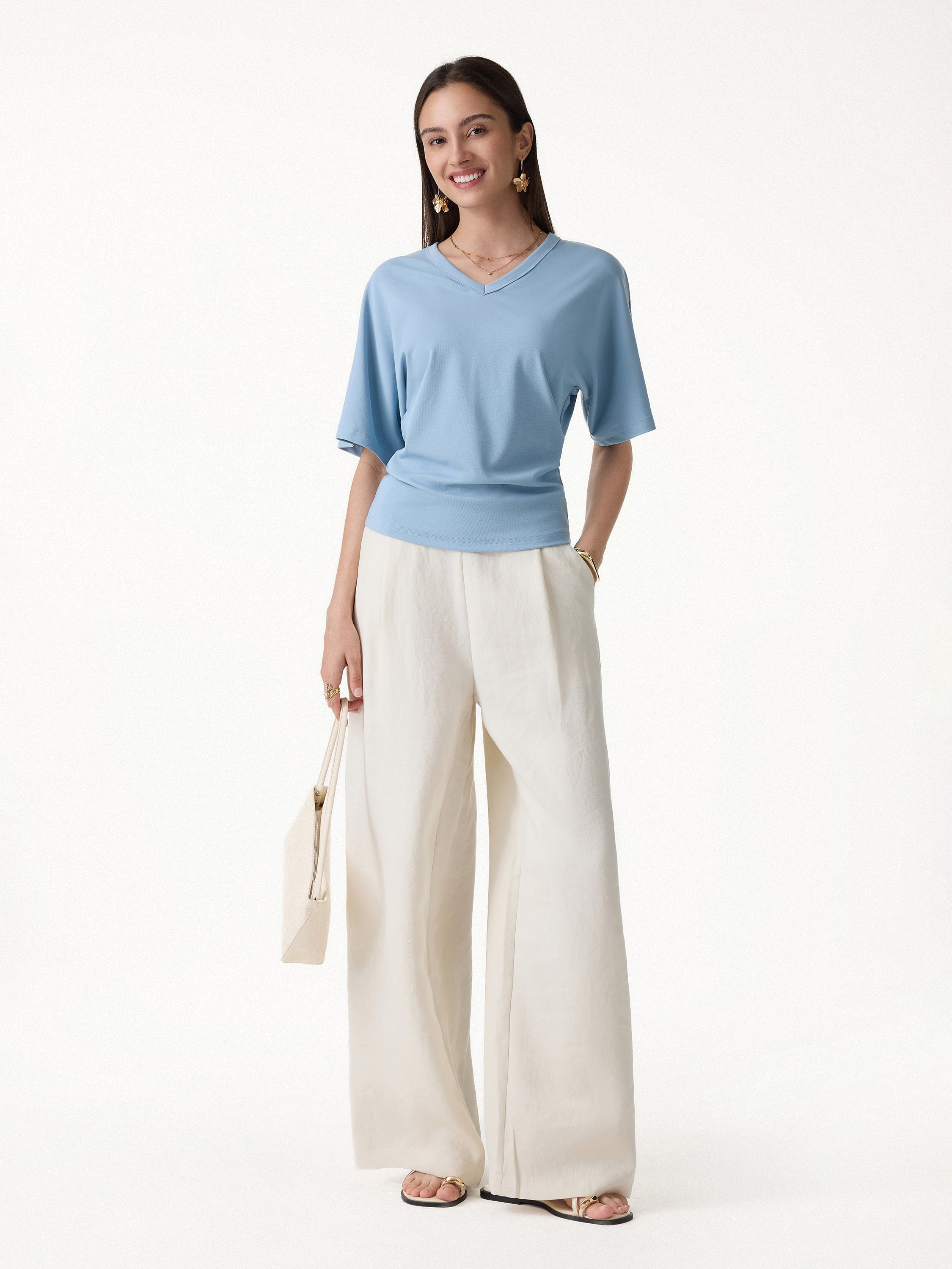 OGLmove V-Neck Waist-Defining Summer Tee