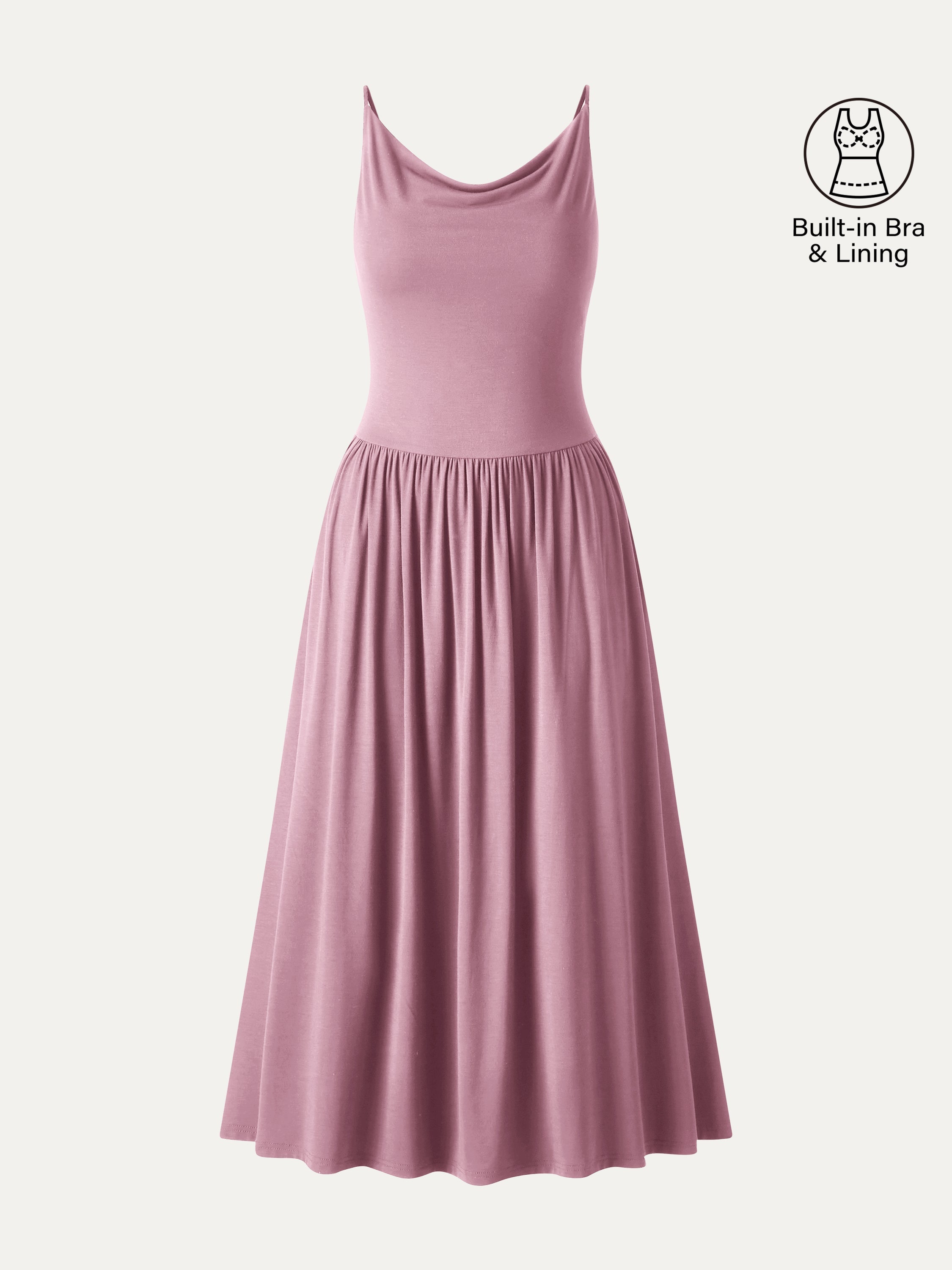 OGLmove Cowl Neck Open-Back Midi Bra Dress