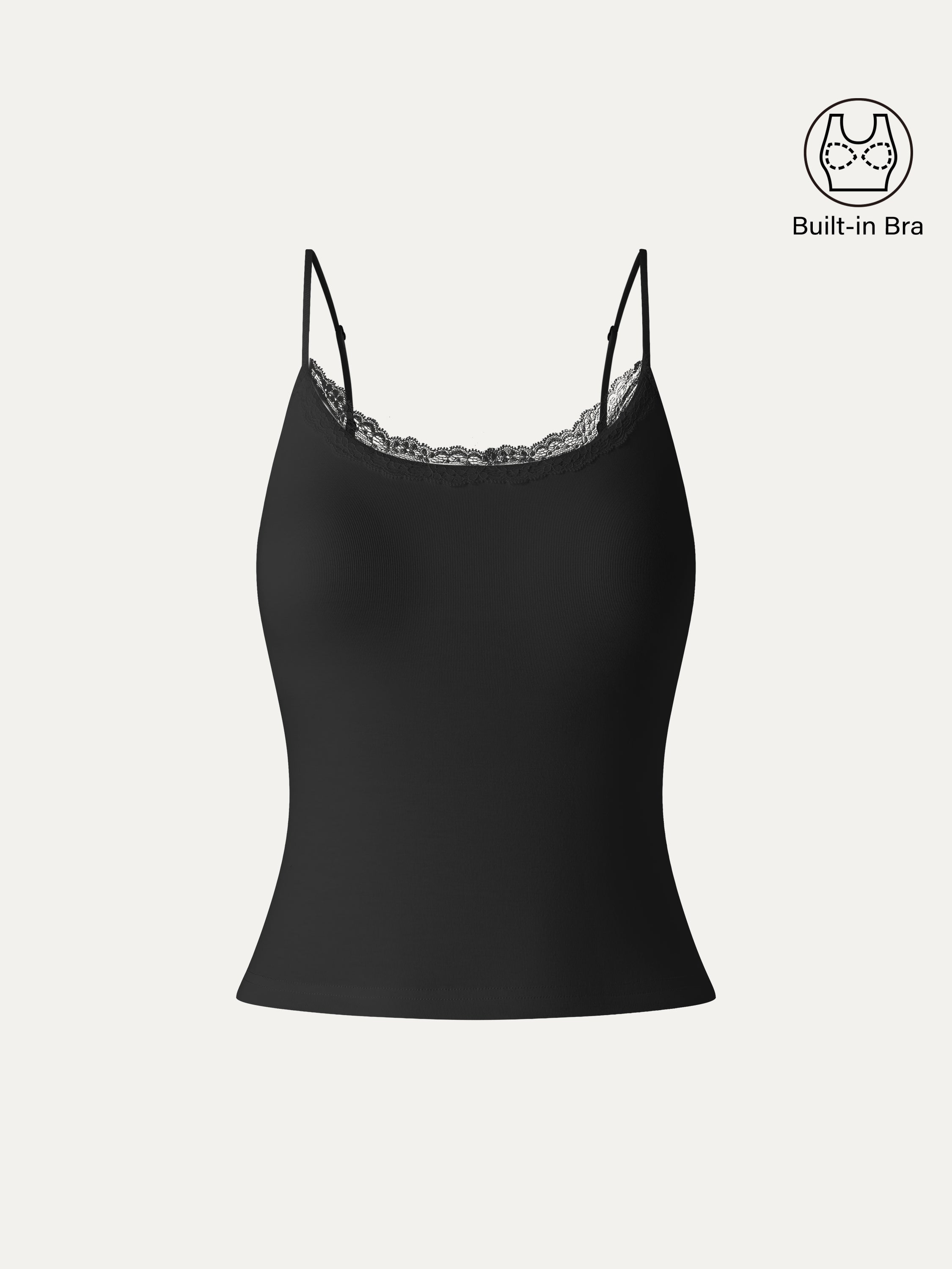 OGLmove Women's Lace Trim Scoop Neck Spaghetti Bra Top
