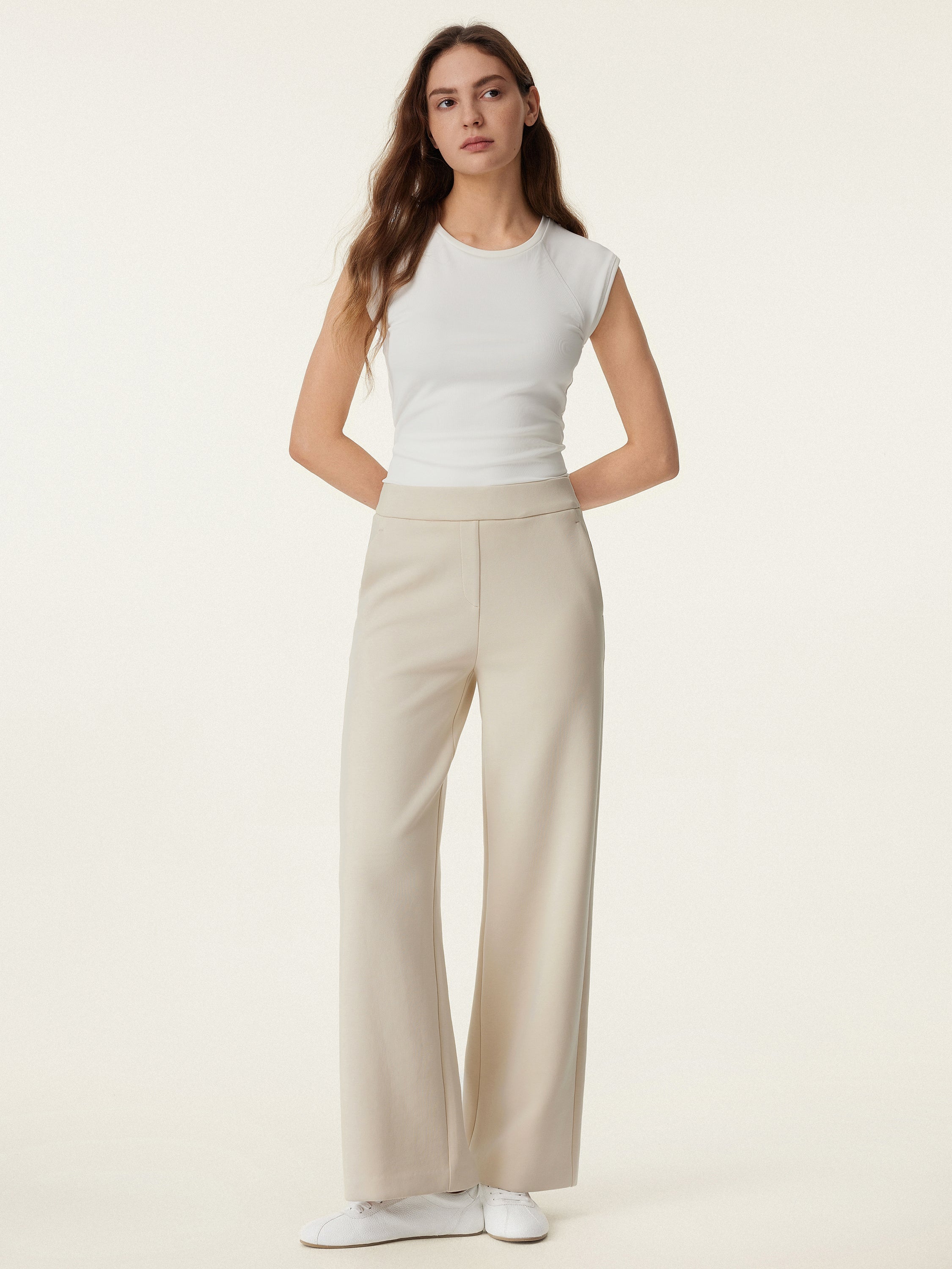 OGLmove Textured Mid Rise Pull-on Straight Pant with Pockets
