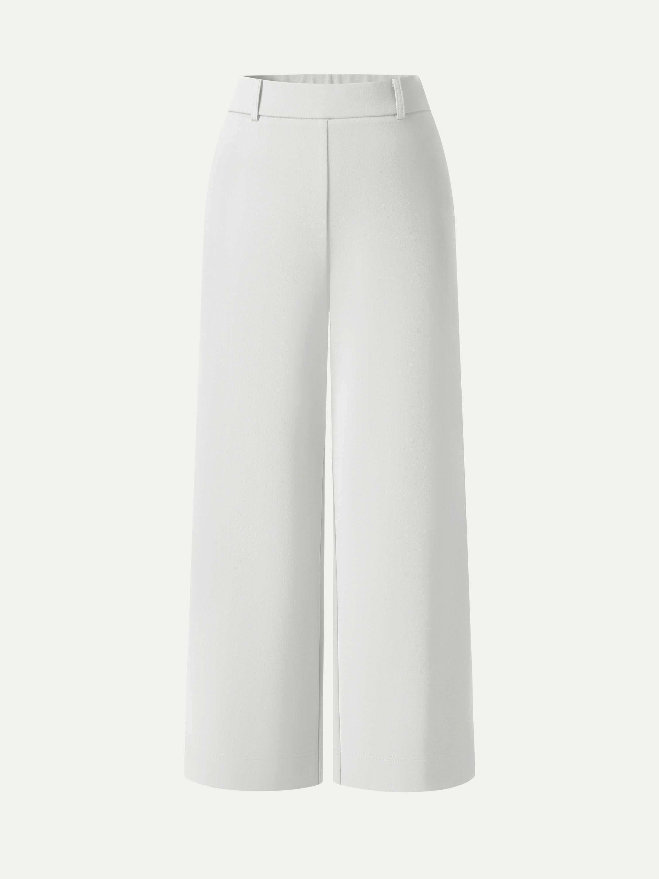 OGLmove Not-See-Thru Mid Rise Cropped Wide Leg Pants with Pockets
