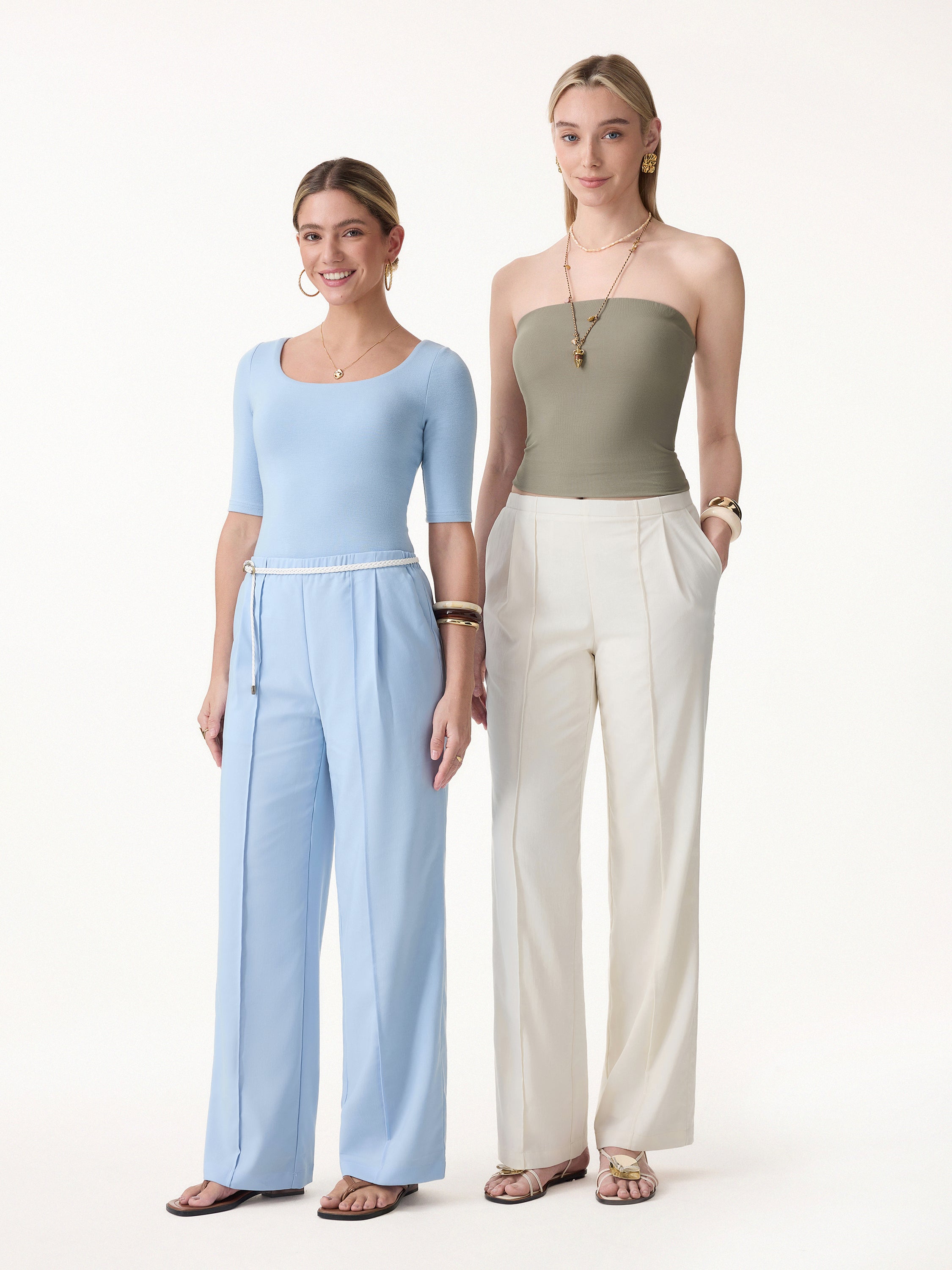 OGLmove Lyocell-Linen Pintuck Wide Leg Vacay Pant