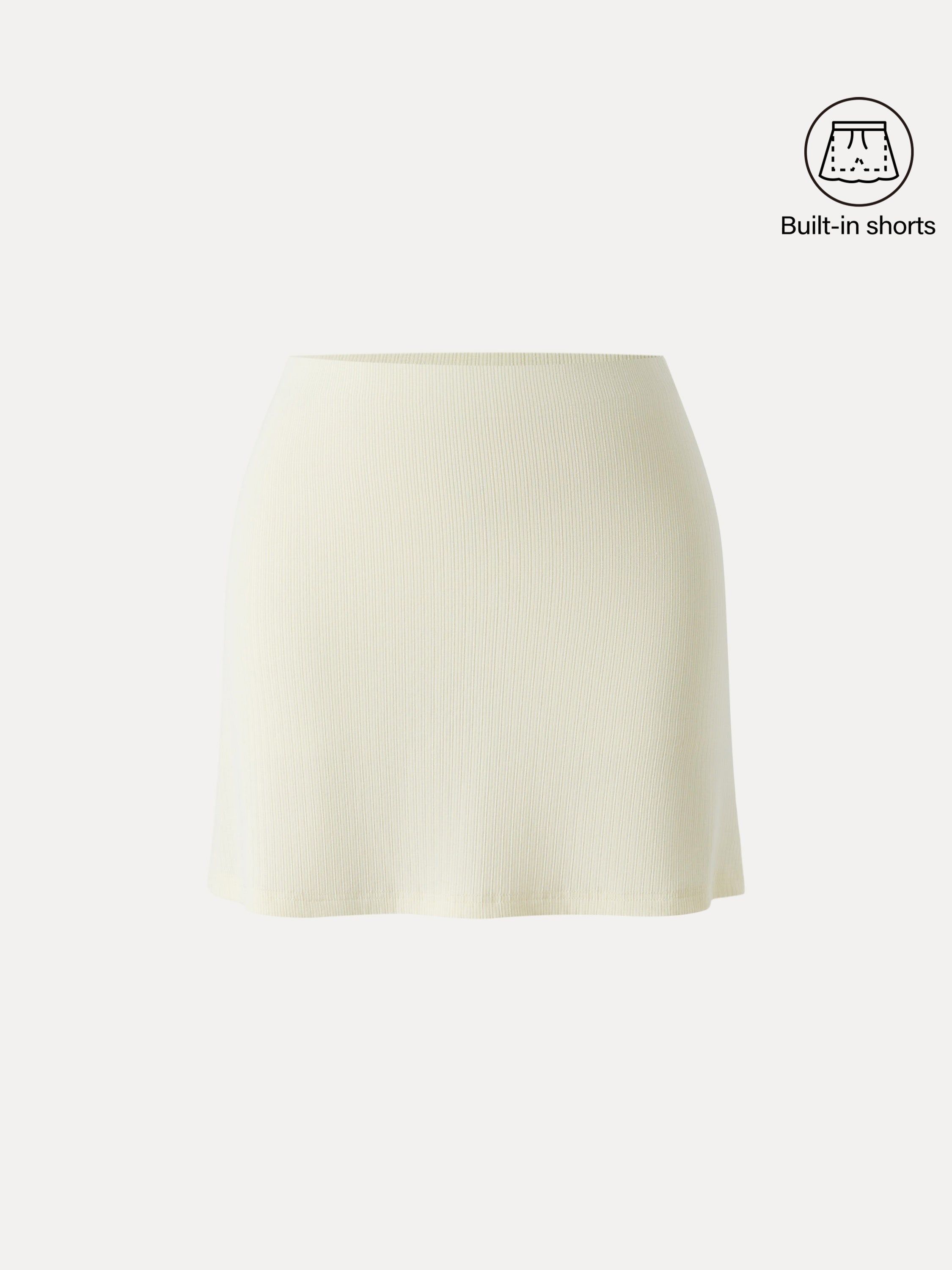 OGLmove Stretch Cotton Pointelle A-Line Mini Skirt with Built-In Shorts