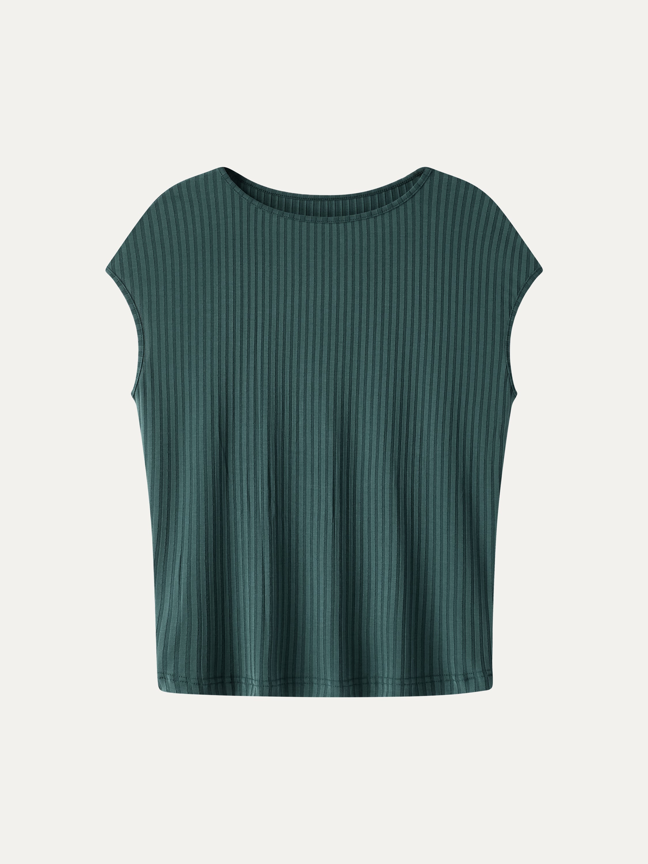 OGLmove Wrinkle-Free Ultra-Soft Boatneck Cap Sleeve Ribbed Top