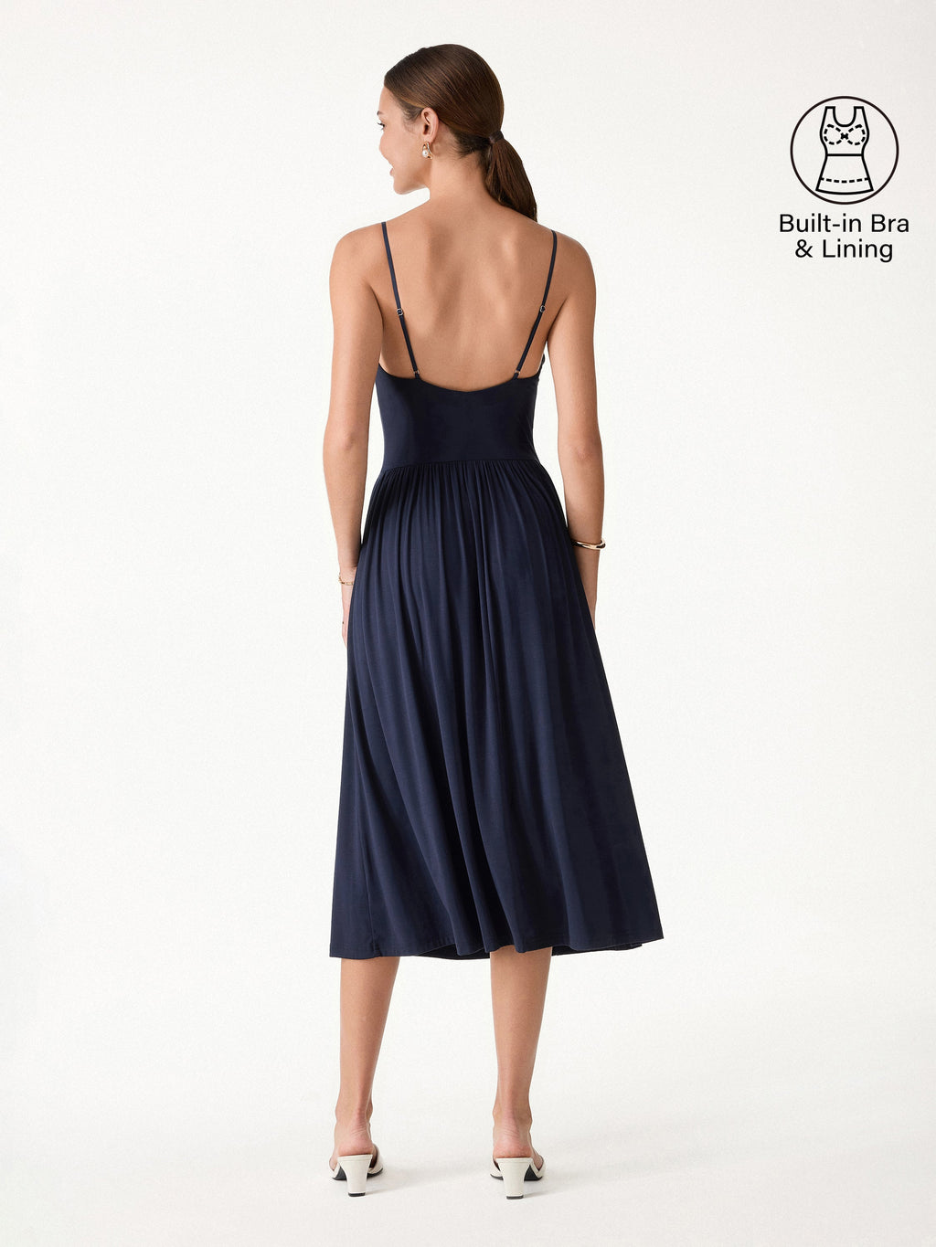 OGLmove Cowl Neck Open-Back Midi Bra Dress