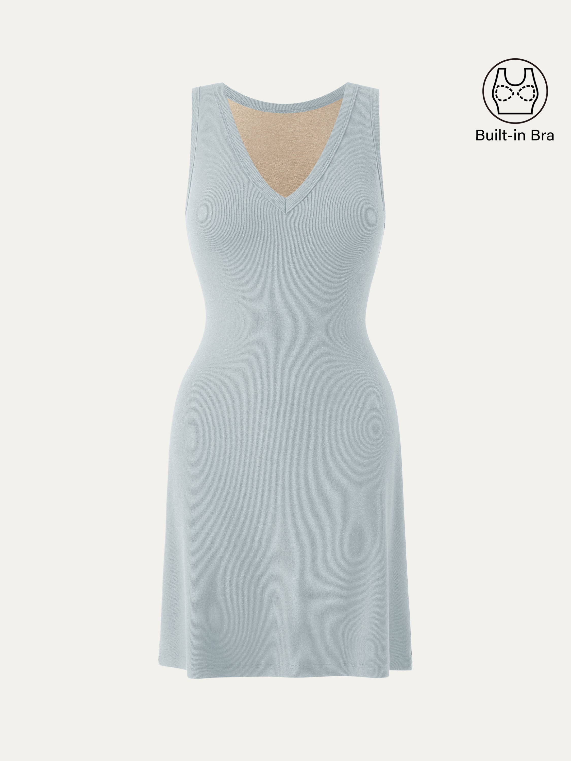 OGLmove Women's V-Neck A-Line Airy Bra Tank Dress