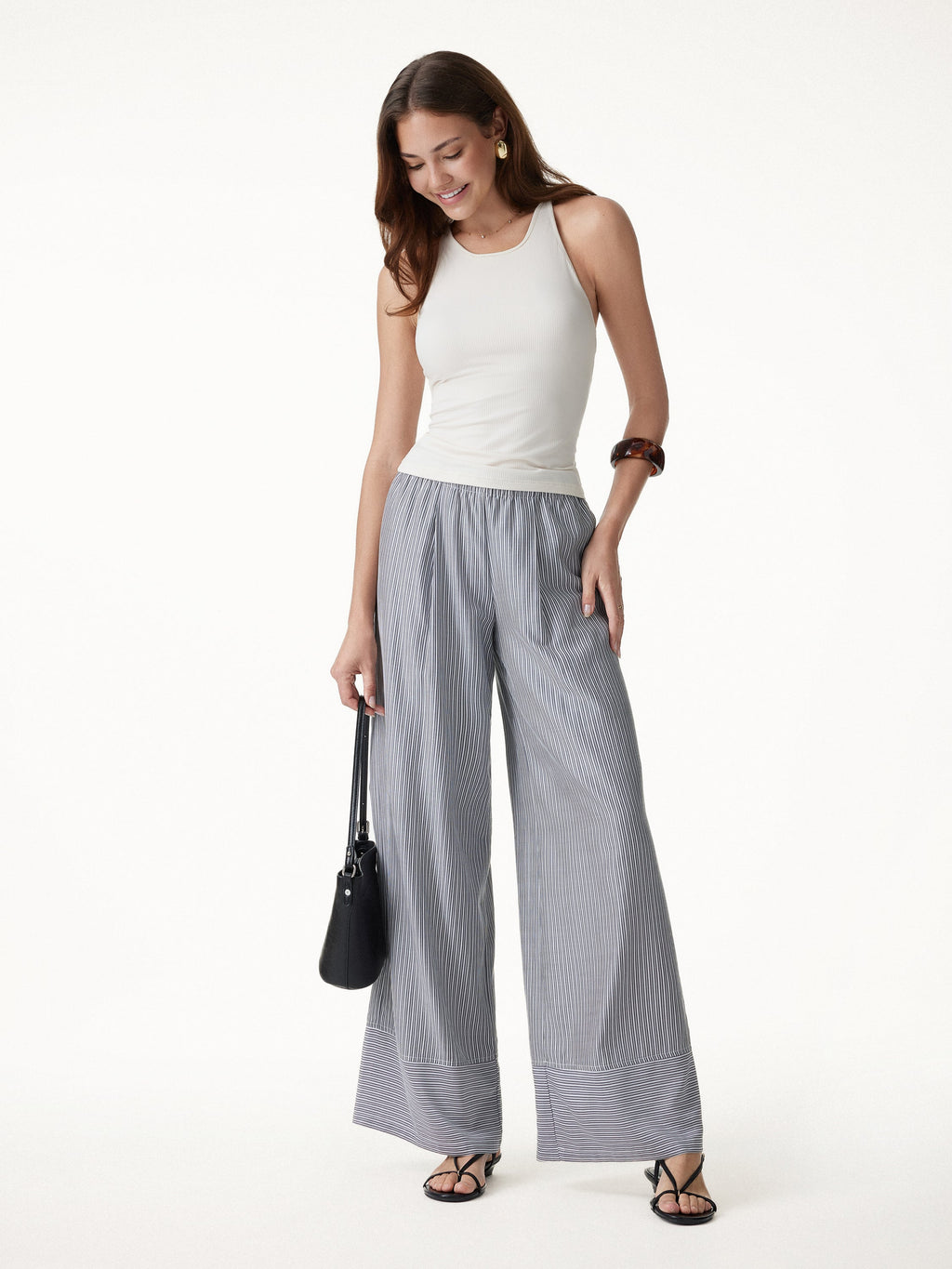 OGLmove Summer Poplin High-Rise Wide Leg Pants with Pockets