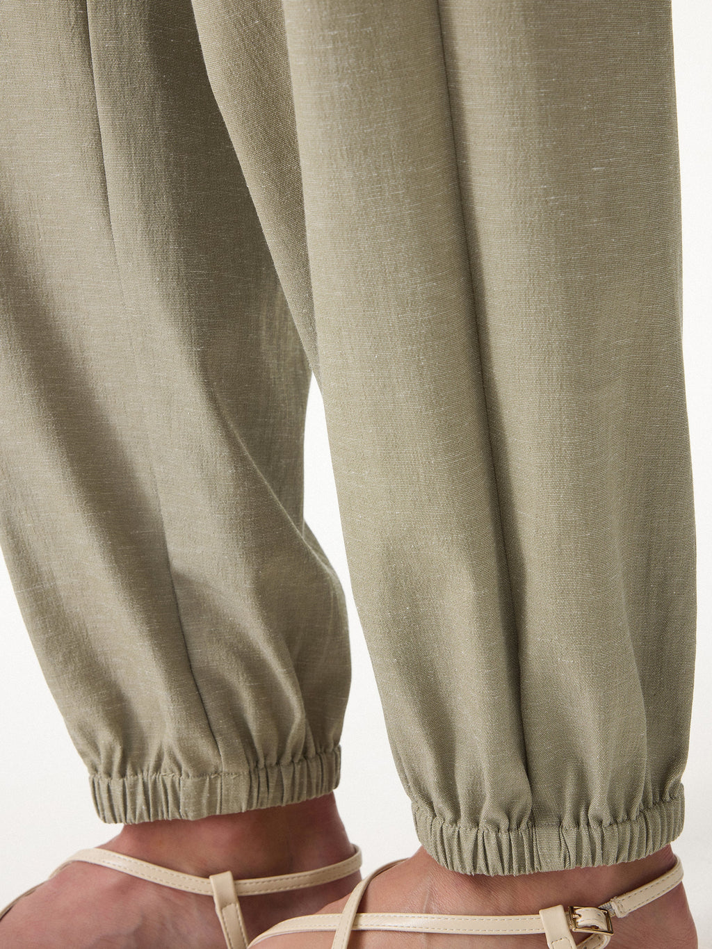 OGLmove Linen-Like High-Rise Balloon Jogger Pants with Pockets