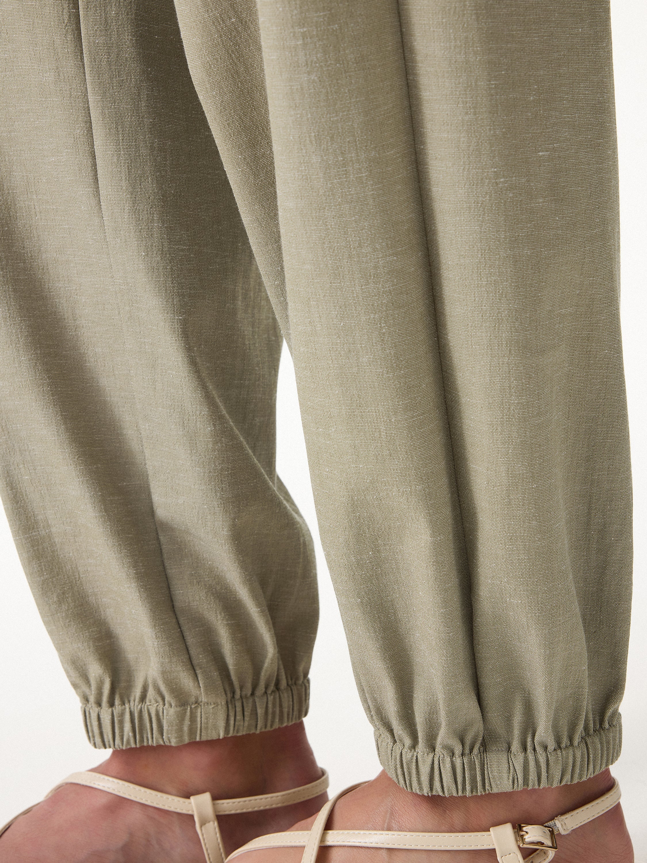 OGLmove Linen-Like High-Rise Balloon Jogger Pants with Pockets