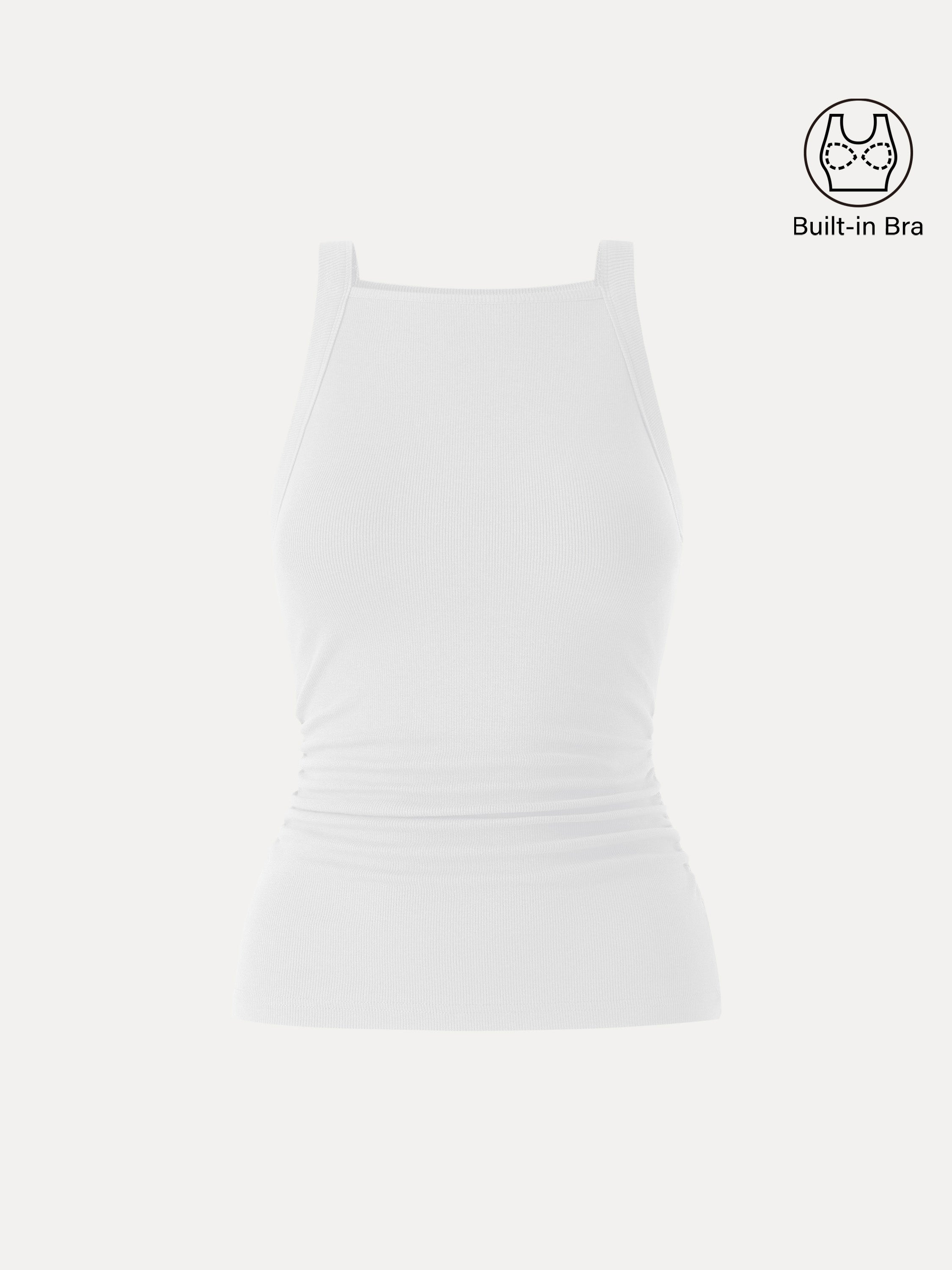 OGLmove Square Neck Ruched Rib Bra Tank