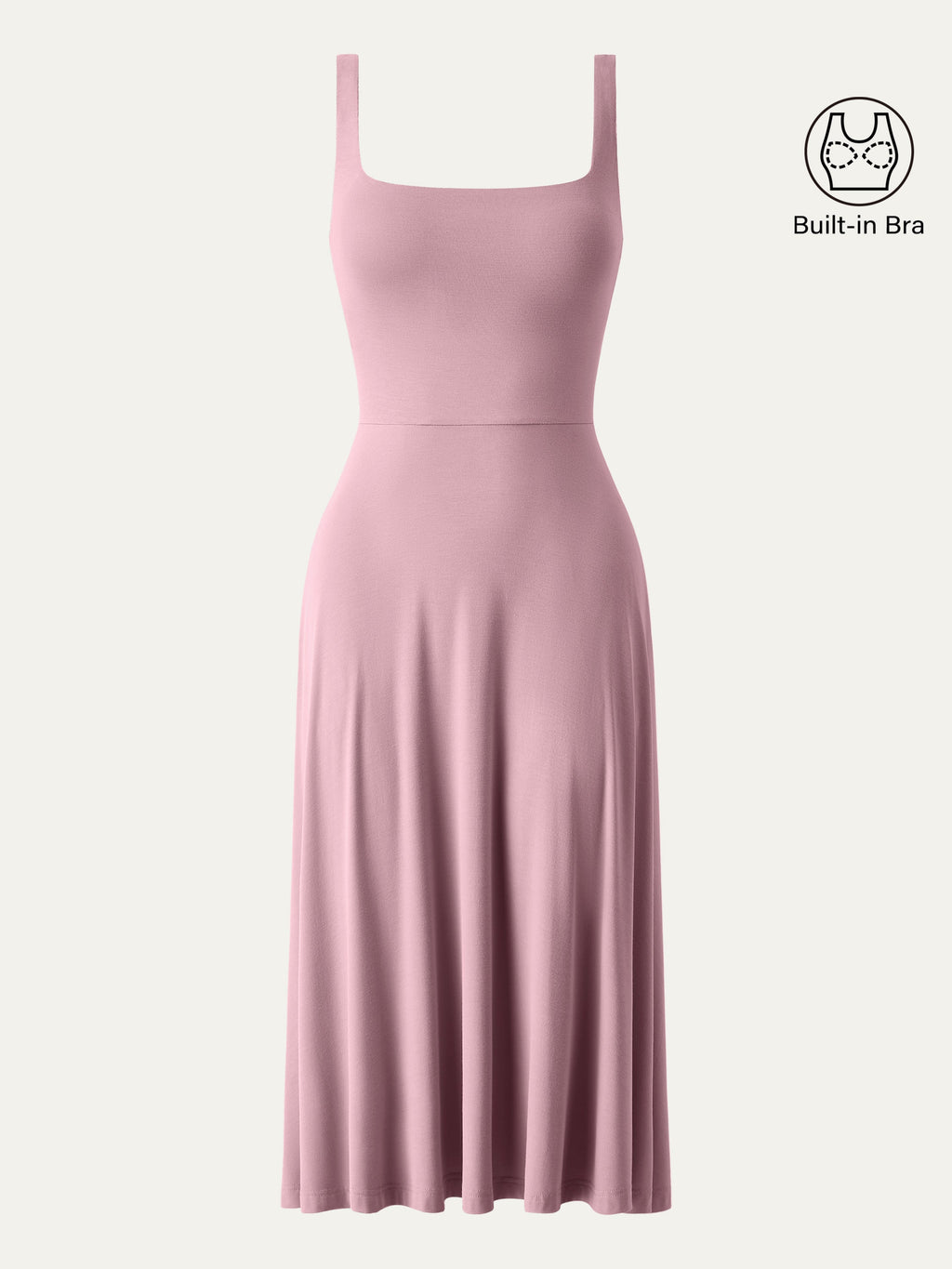 OGLmove Square Neck Flowy New Airy Bra Midi Dress