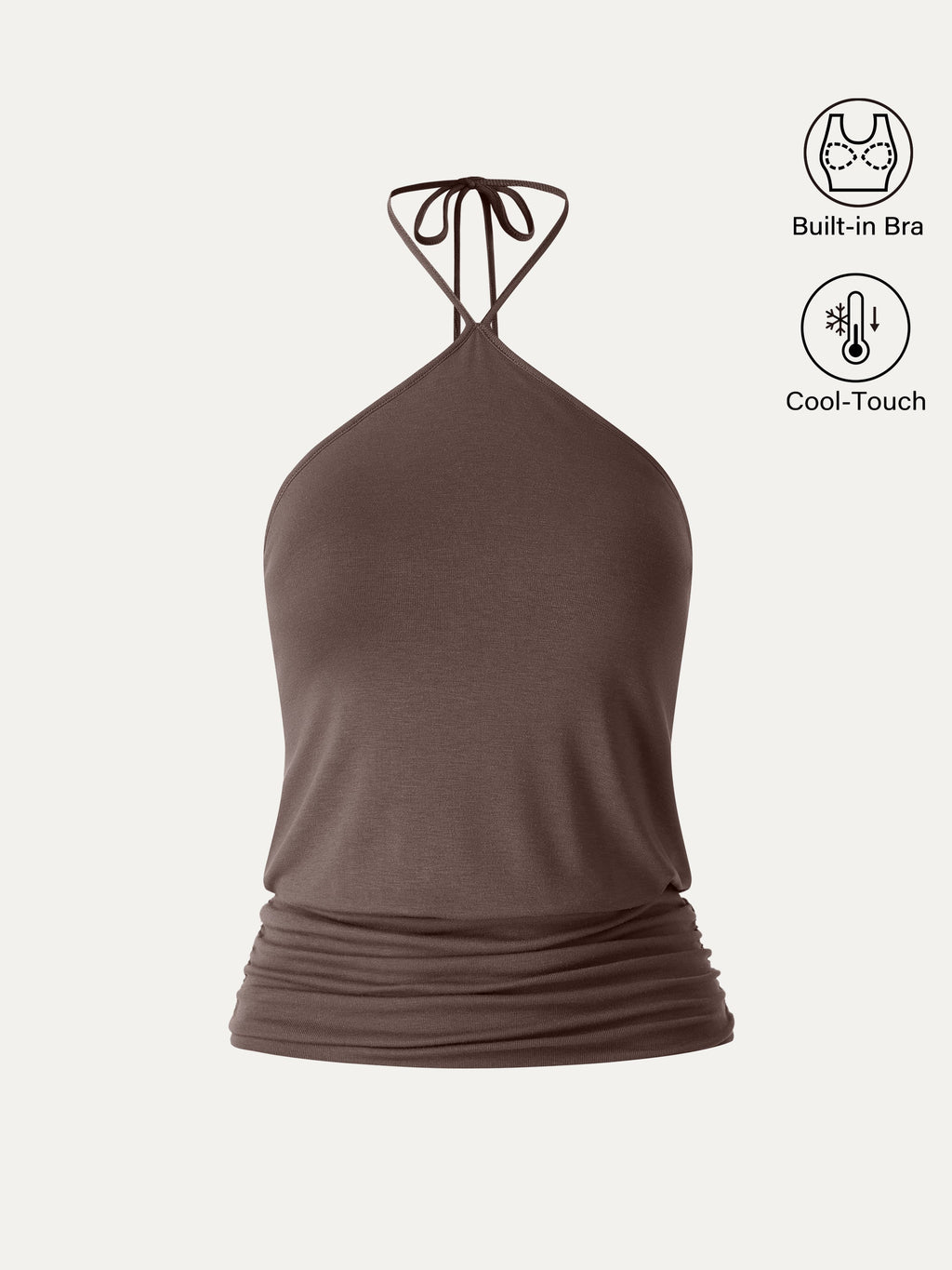 OGLmove CoolTouch Halter Ruched Hem Bra Top
