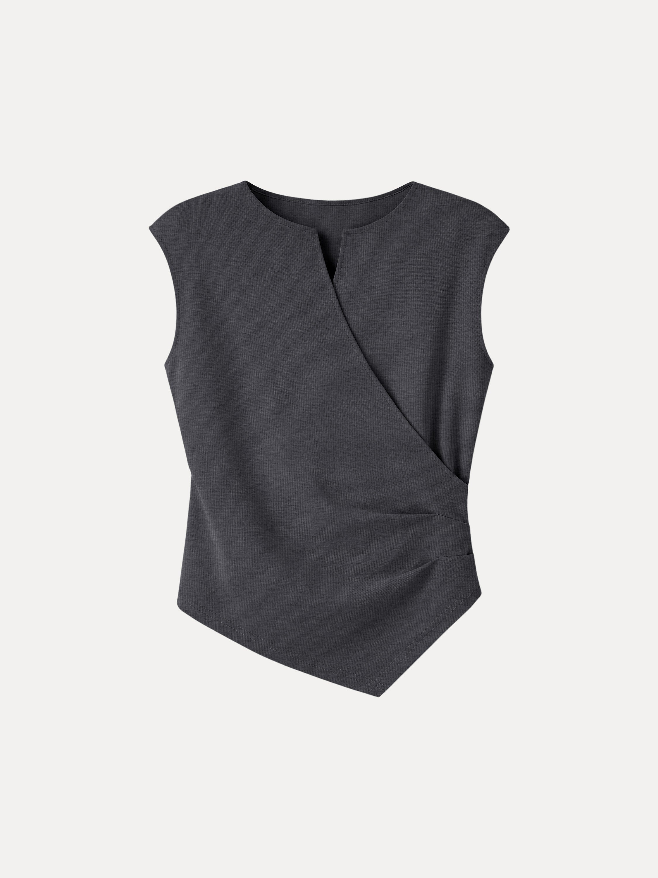 OGLmove Surplice Wide Shoulder Tucked Angled Tank Top