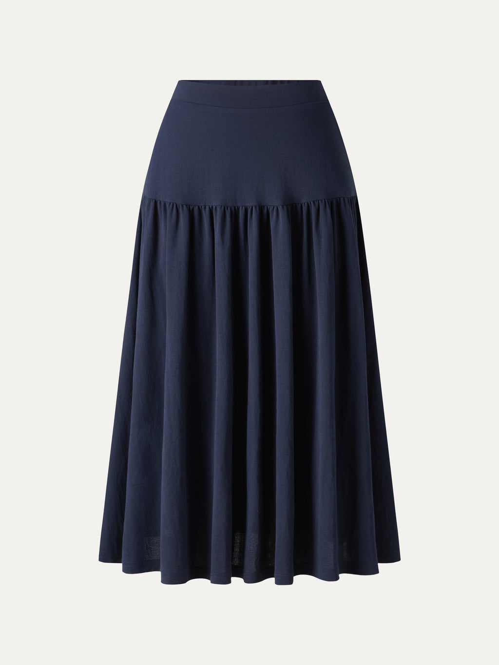 OGLmove Cotton-Linen Gathered Midi Skirt with Pockets