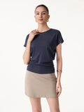OGLmove Linen-Blend Round Neck Relaxed Summer Top