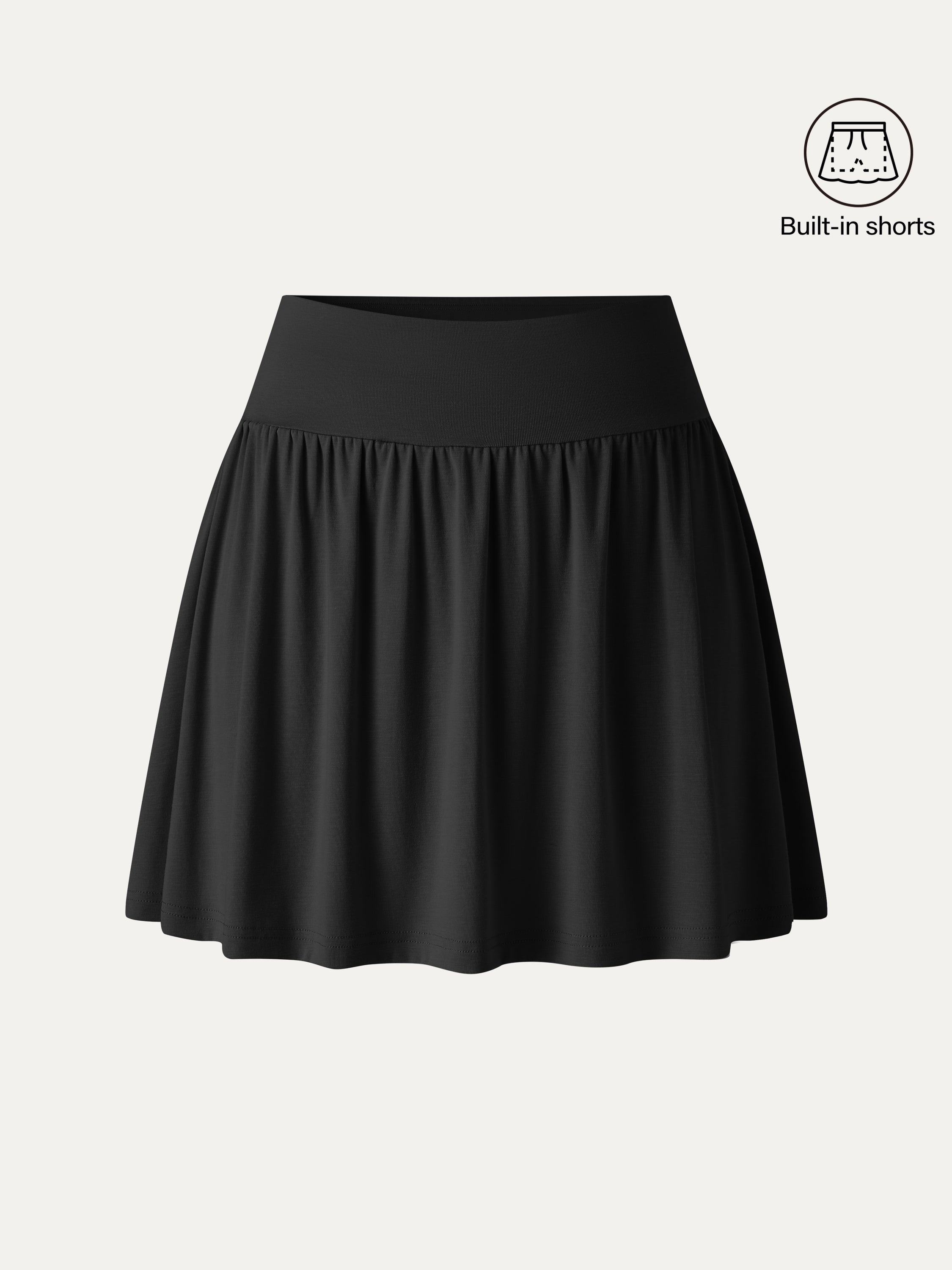 OGLmove Matte Smooth Gathered A-Line Skort with Built-In Shorts