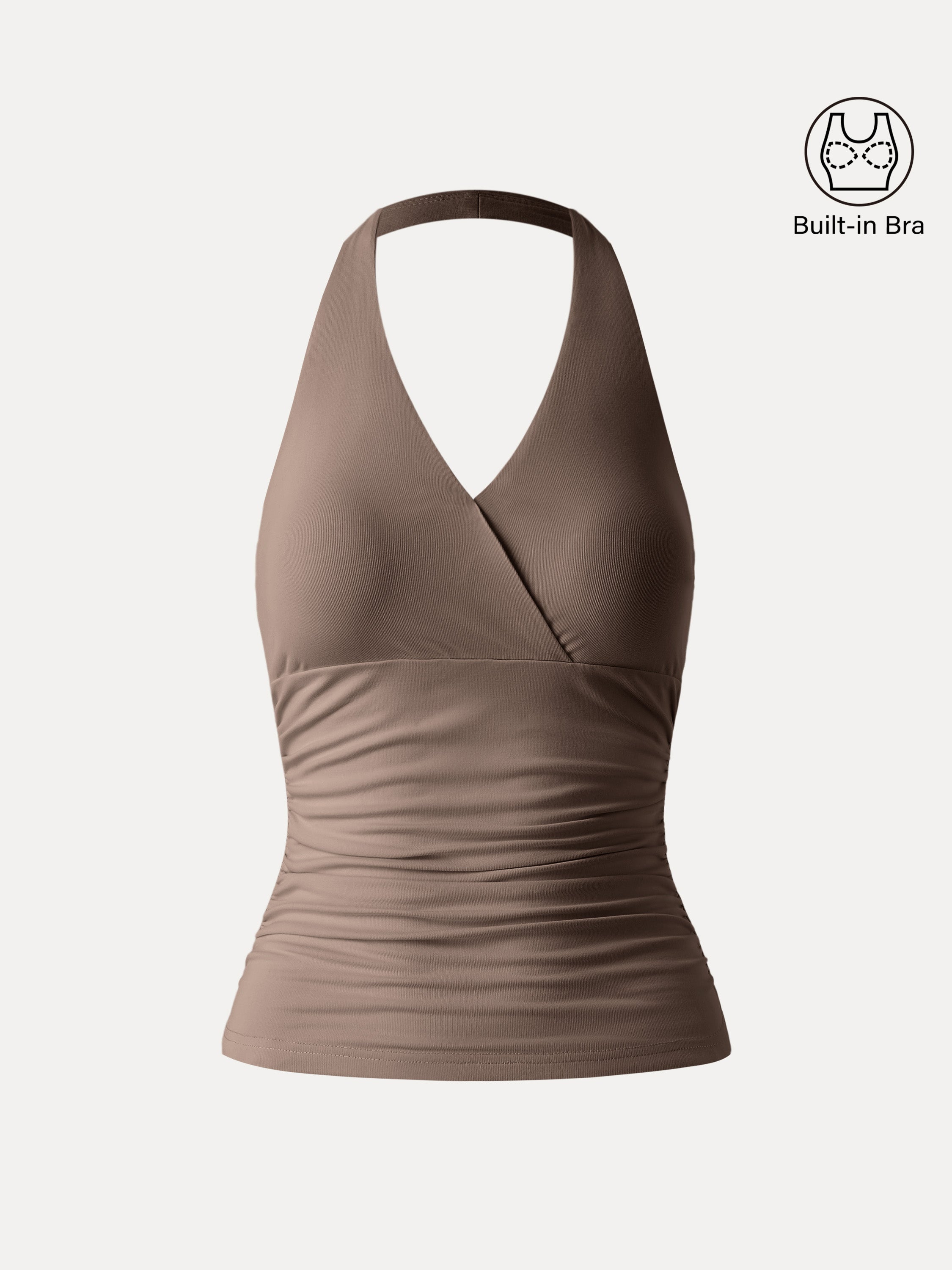 OGLmove Halter Neck Side Gathered New Airy Bra Tank