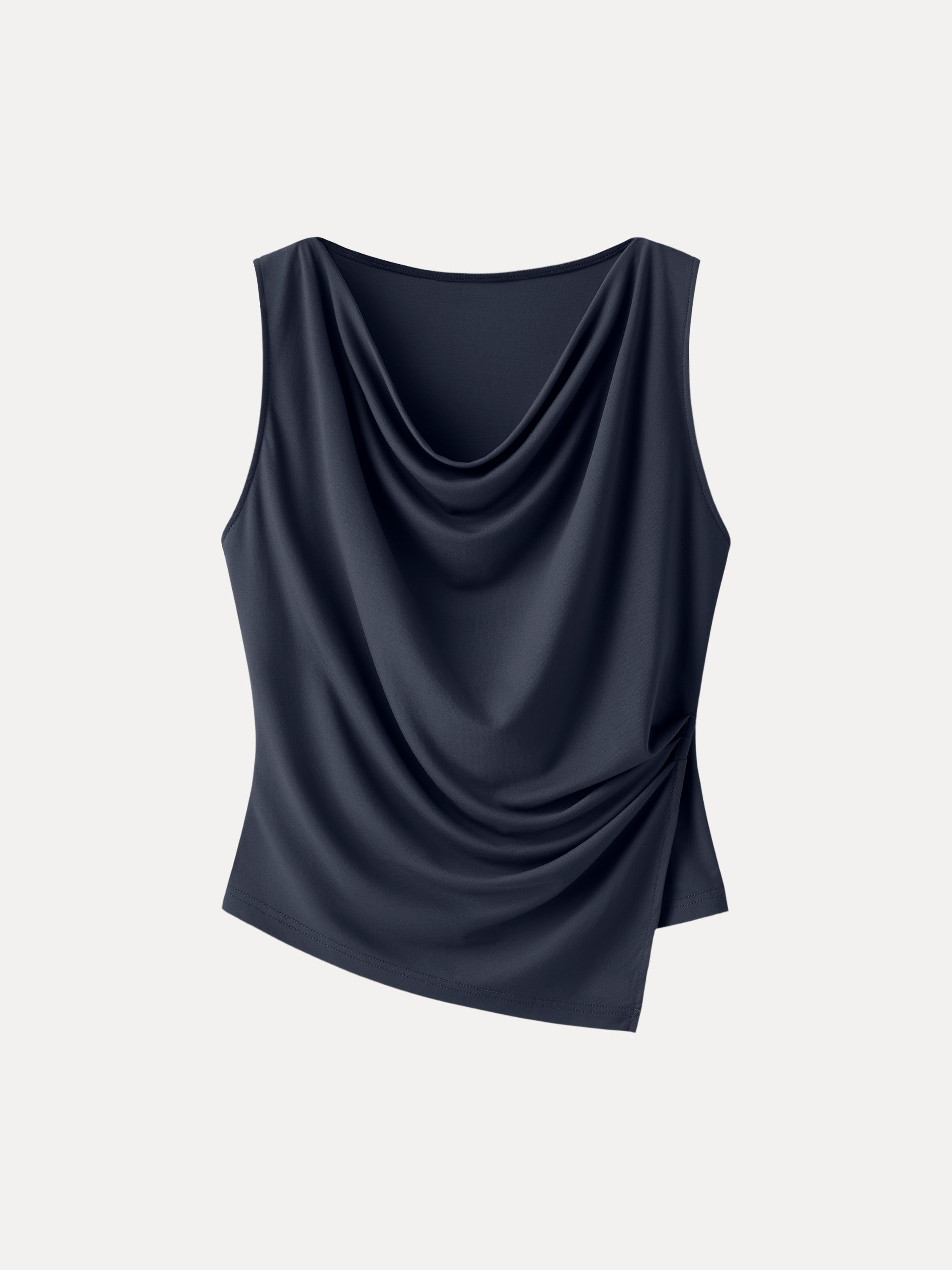 OGLmove Cowl Neck Asymmetrical Tucked Sleeveless Top