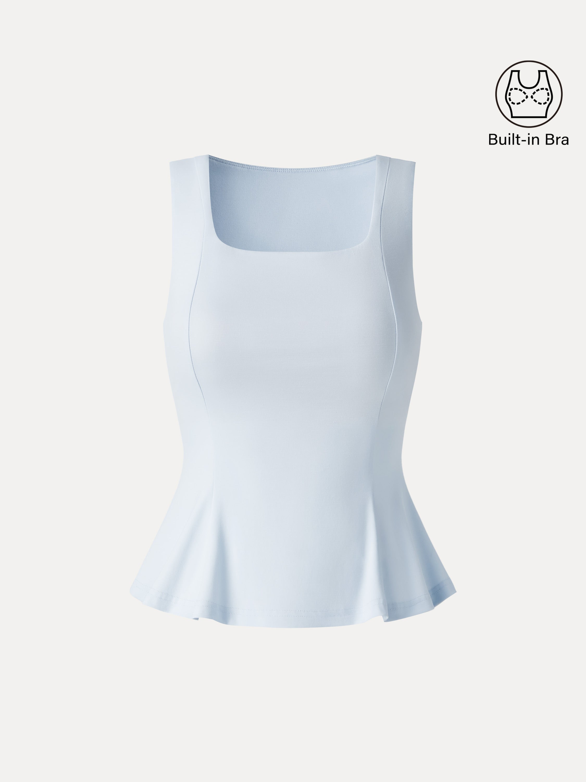 OGLmove Women's Stretch Ponte Square Neck Peplum Bra Top