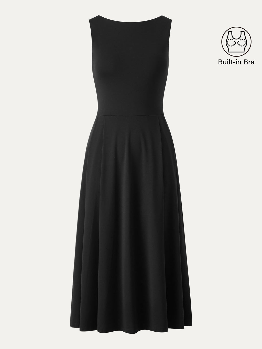 OGLmove Boatneck Bamboo Ponte Bra Midi Dress with Pockets