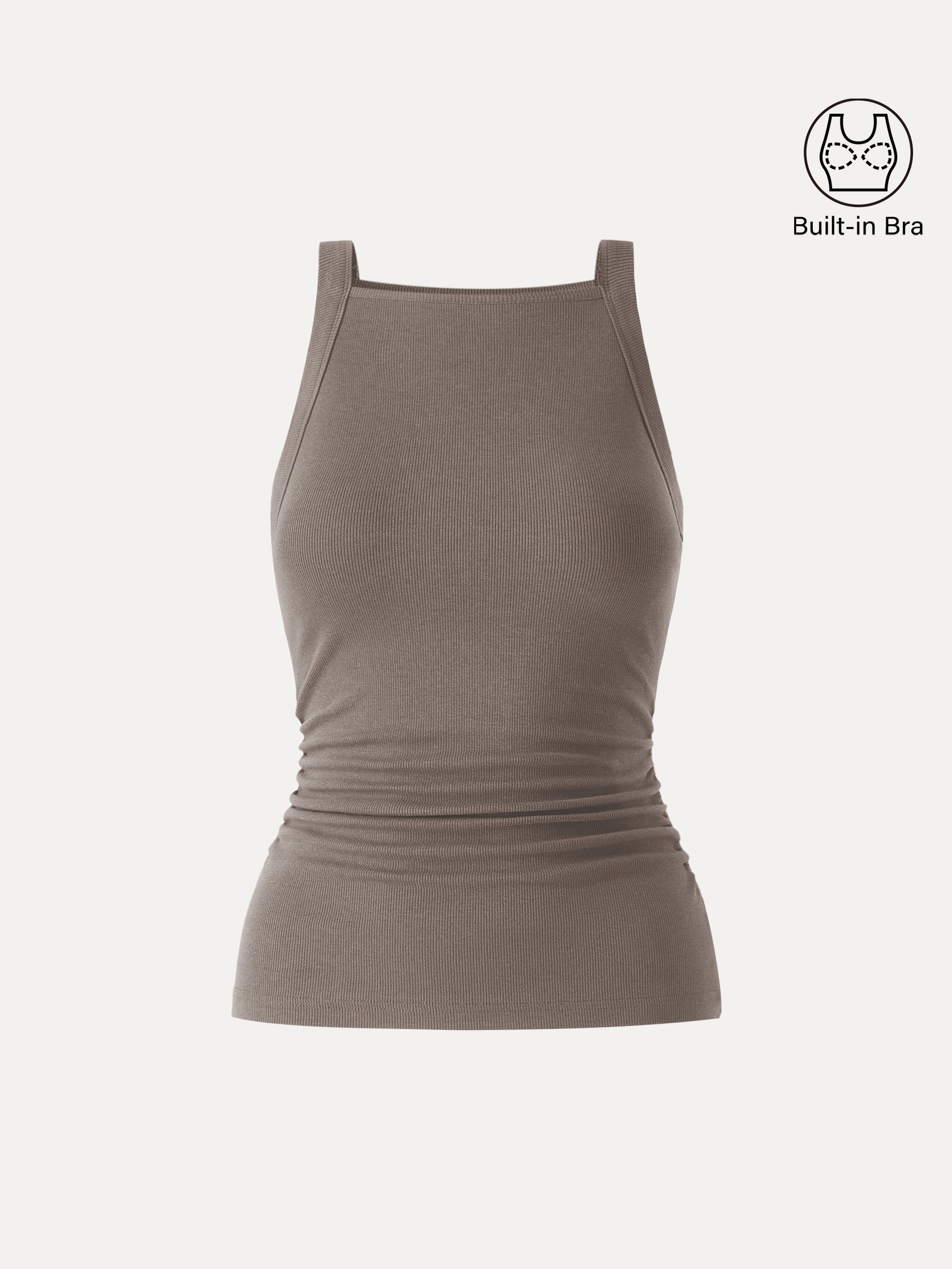 OGLmove Square Neck Ruched Rib Bra Tank