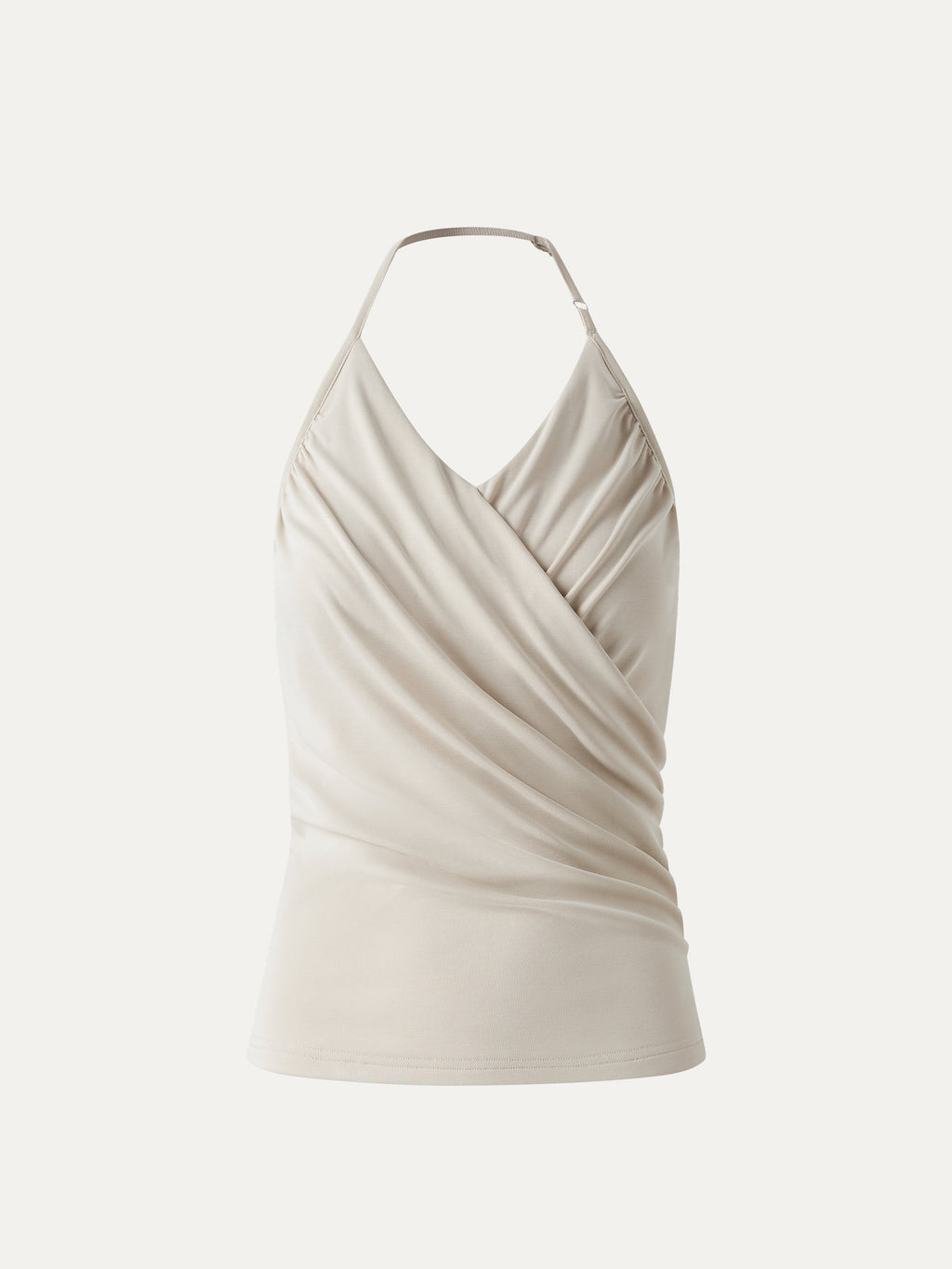 OGLmove Modal Halter Neck Surplice Ruched Bandless Bra Top