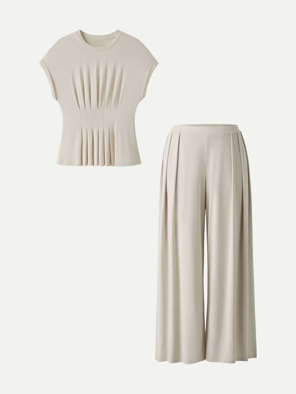 OGLmove Women's Sandwashed Modal Rib Wide Leg Matching Set