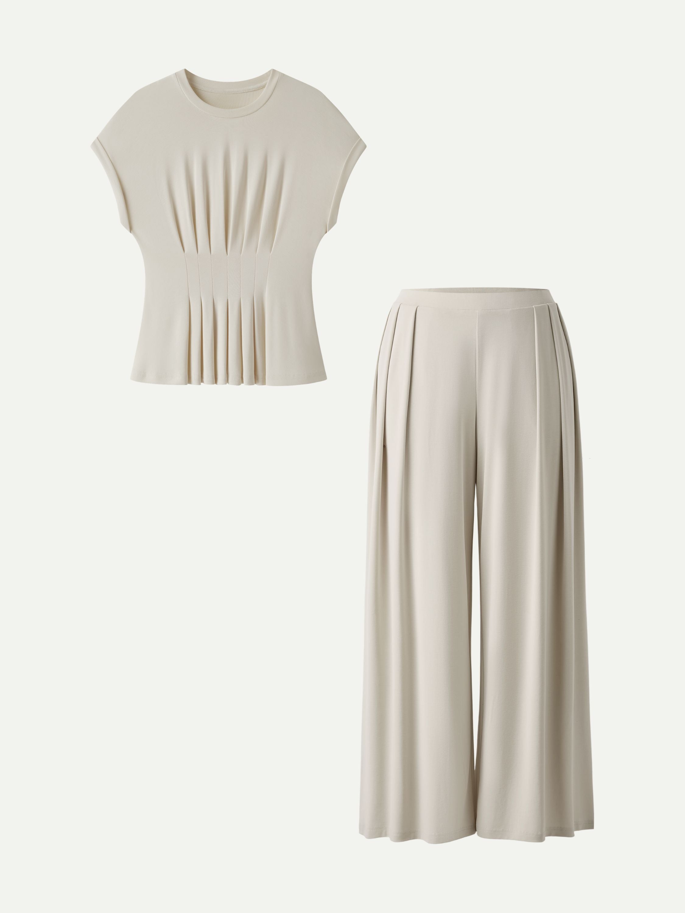 OGLmove Women's Sandwashed Modal Rib Wide Leg Matching Set