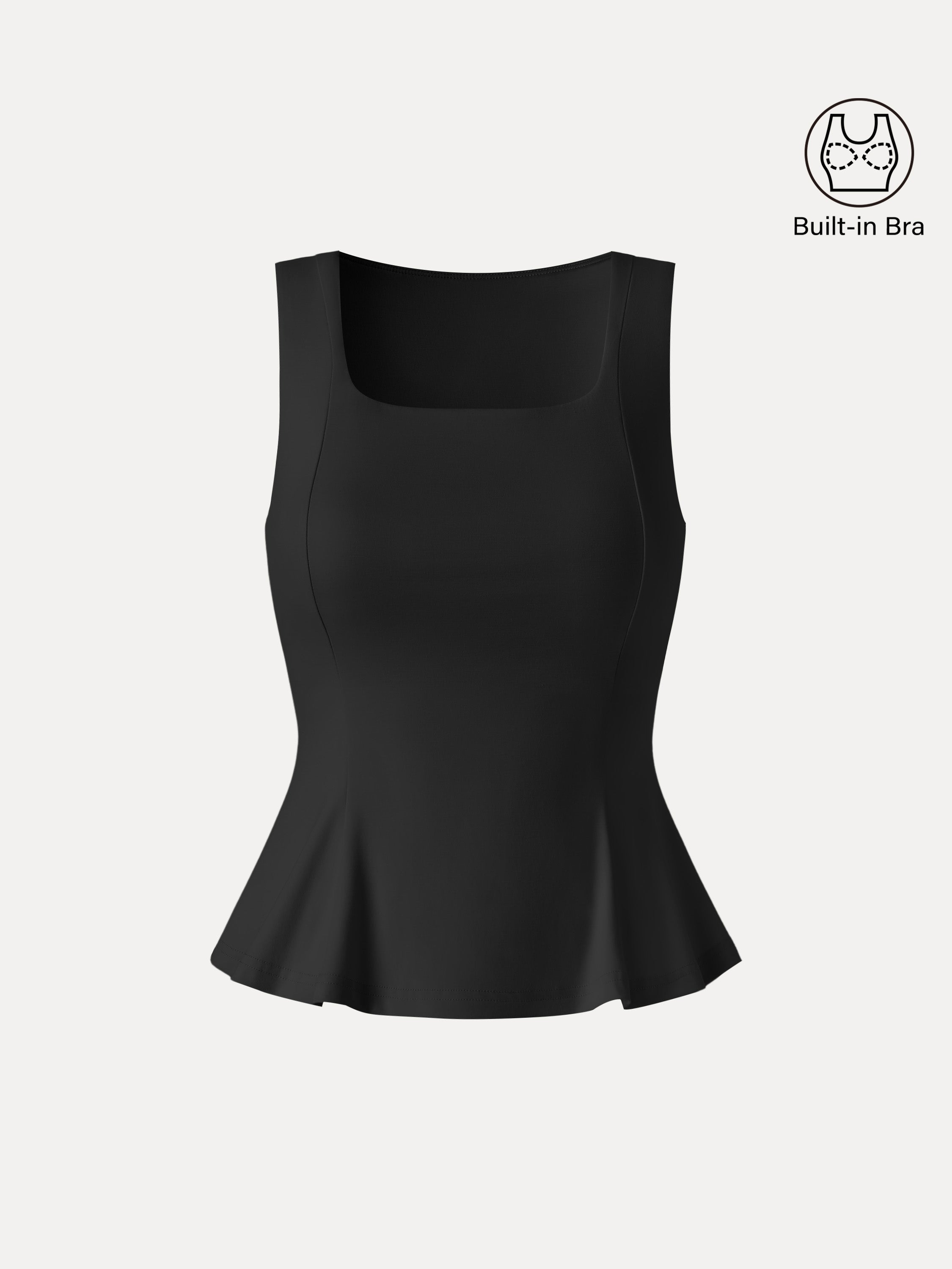 OGLmove Women's Stretch Ponte Square Neck Peplum Bra Top