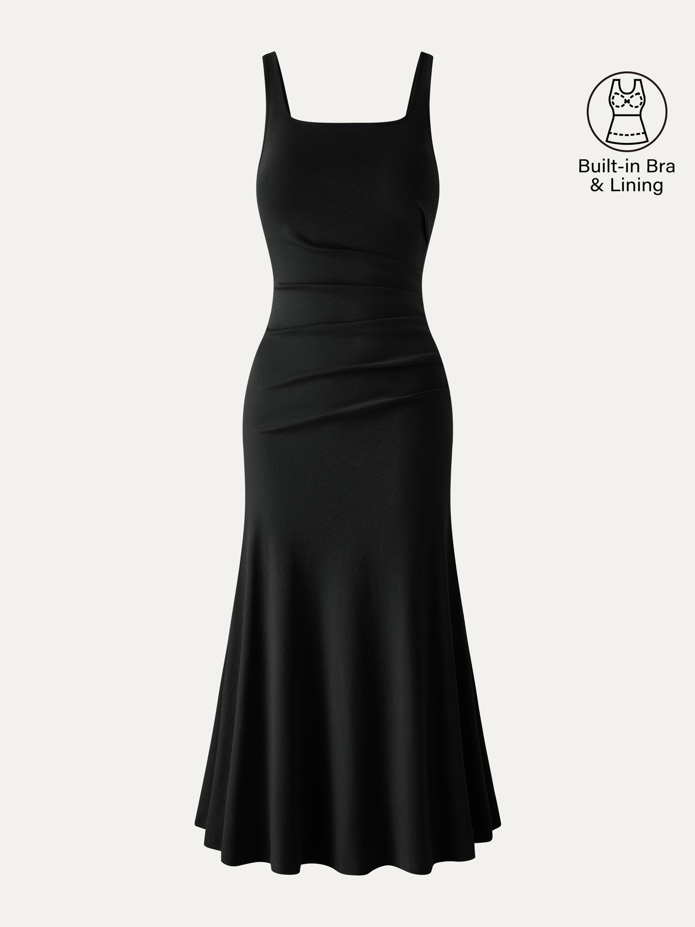 OGLmove Square Neck Tucked Open Back Bra Dress