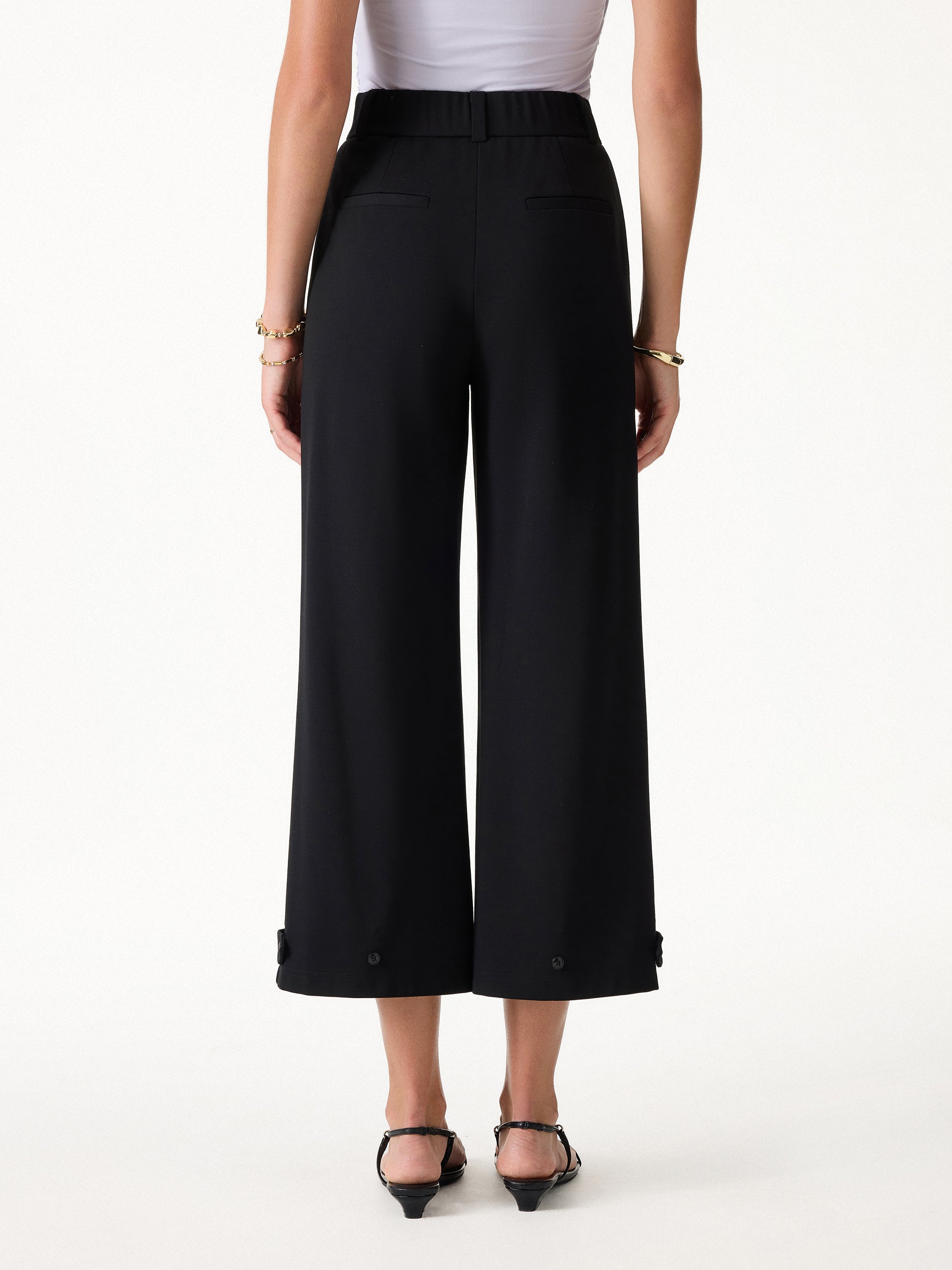 OGLmove Ponte High-Rise Cropped Wide-Leg Pants with Pockets