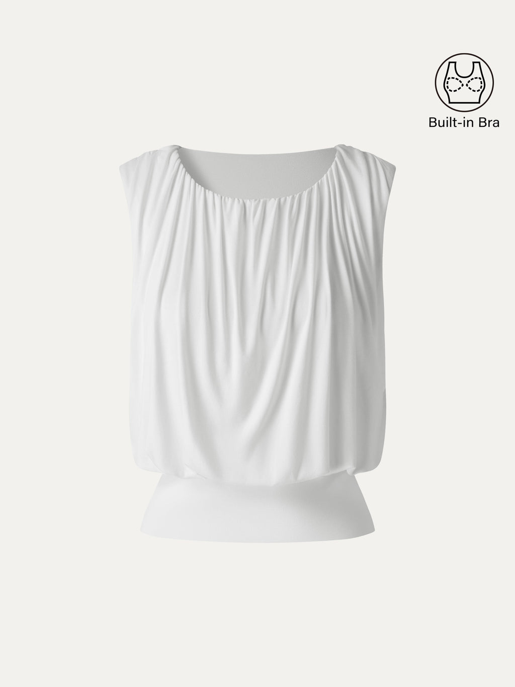 OGLmove Women's Round Neck Gathered Sleeveless Bra Top
