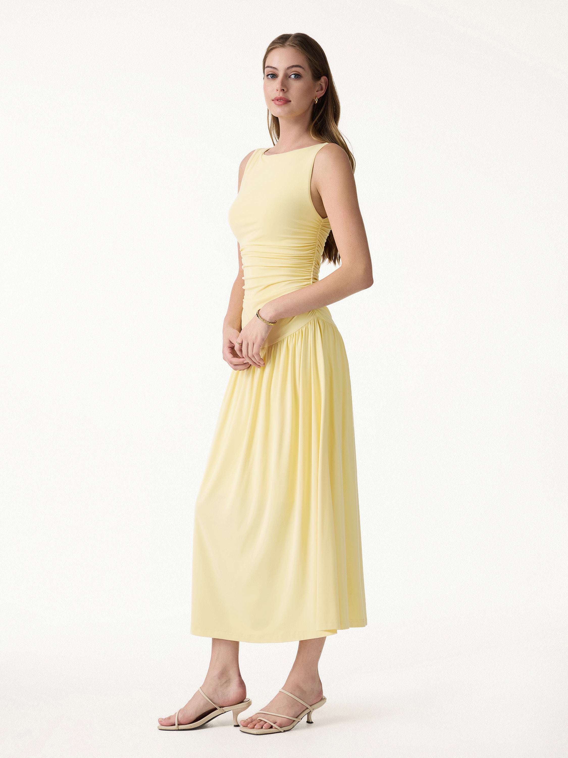 OGLmove SkinKiss Cooling Boatneck Ruched Midi Bra Dress