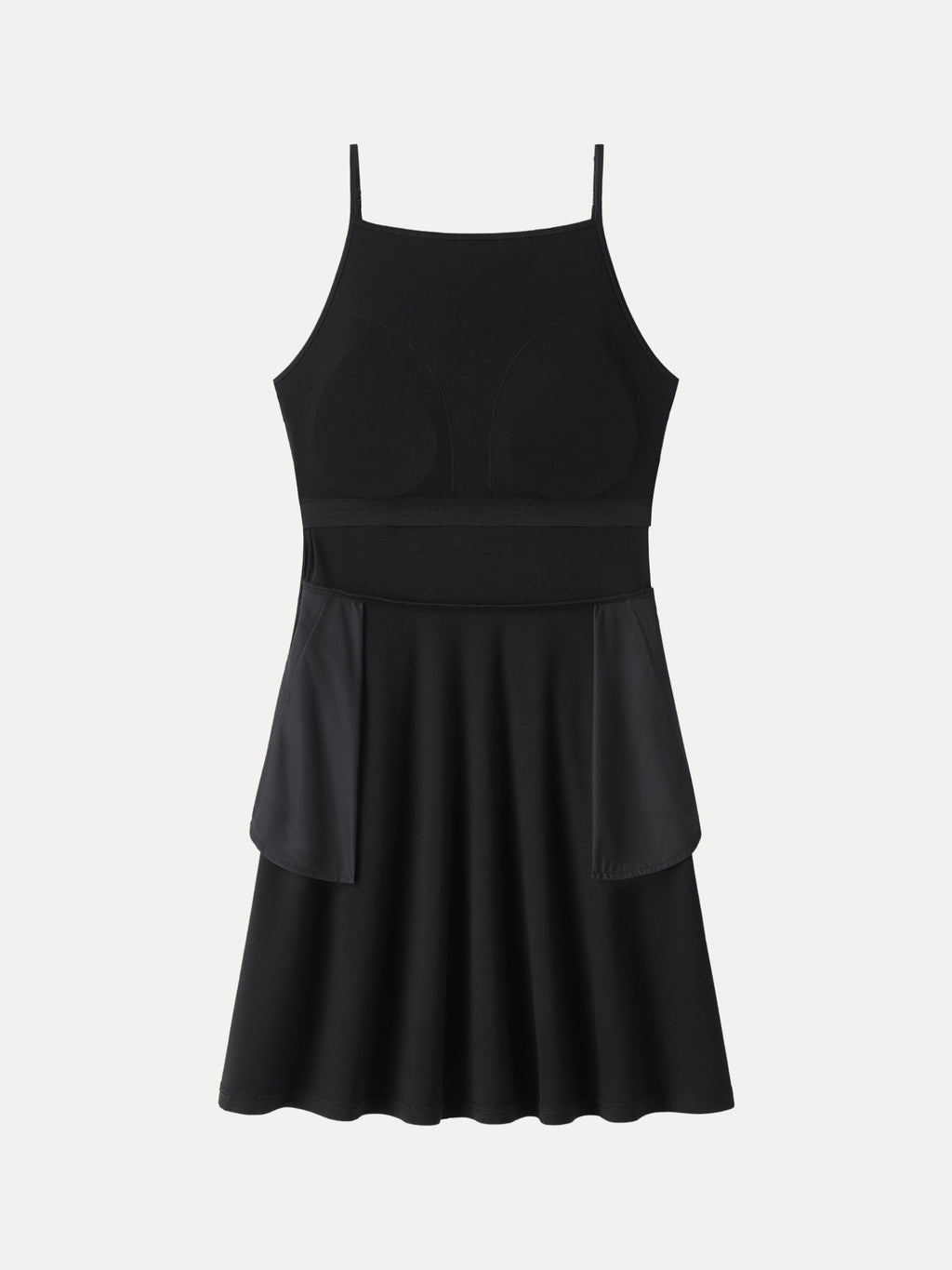 OGLmove Women's Stretch Ponte Square Neck Mini A-Line Bra Dress with Pockets