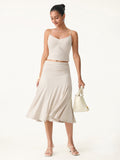 OGLmove Flowy Side Ruched A-Line Midi Skirt