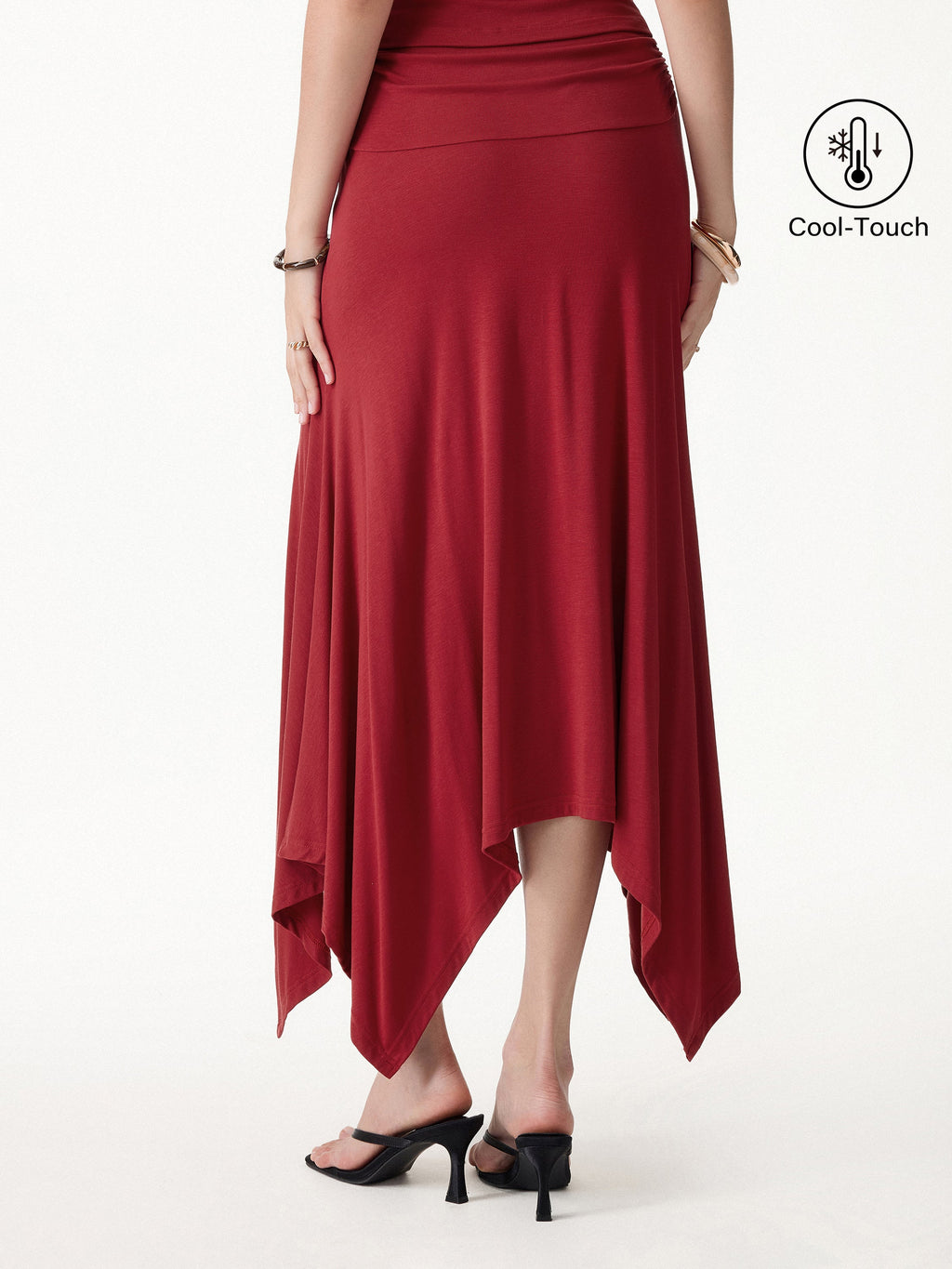 OGLmove Women's High Rise Handkerchief Hem Ankle Skirt