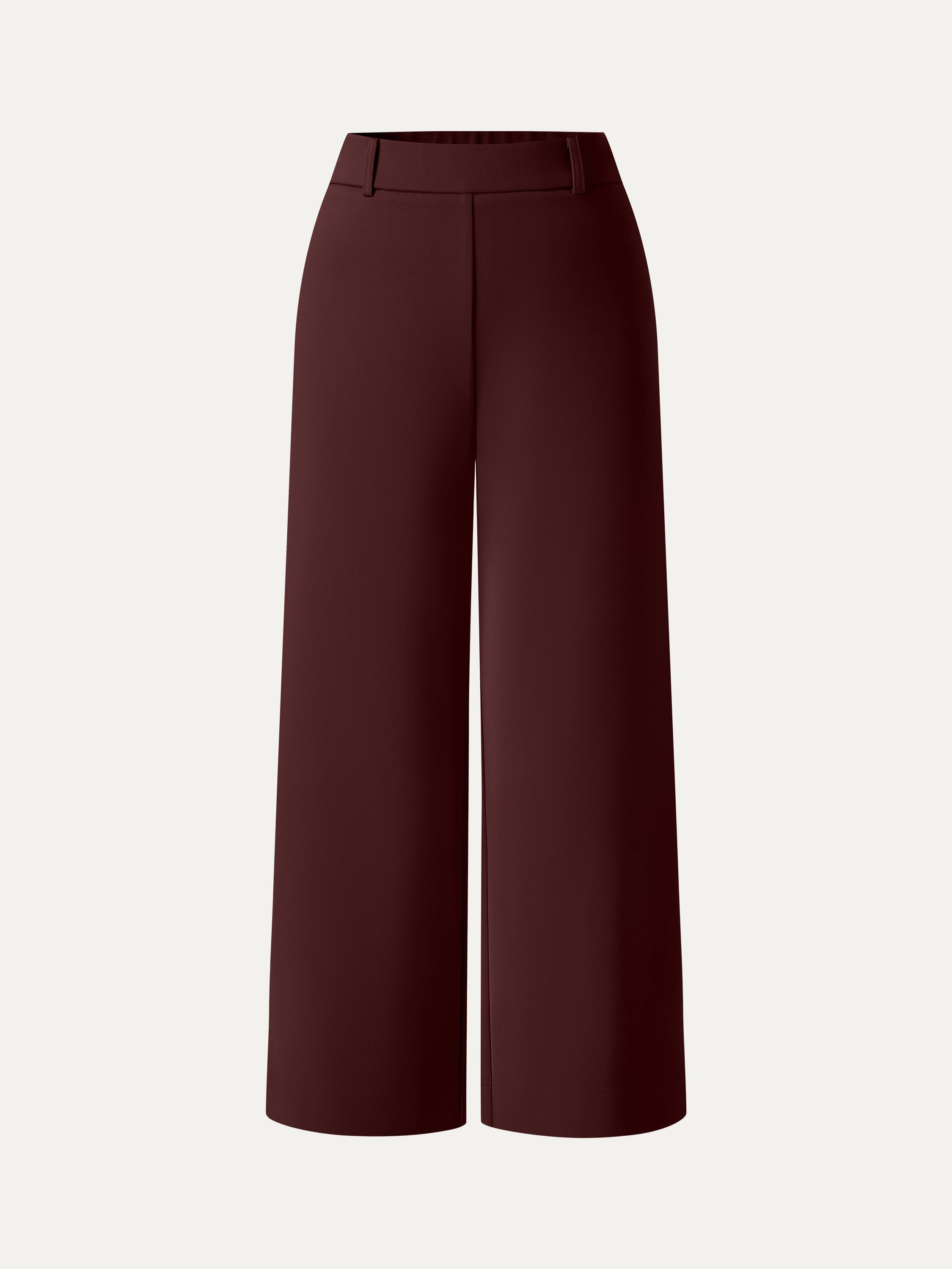OGLmove Not-See-Thru Mid Rise Cropped Wide Leg Pants with Pockets