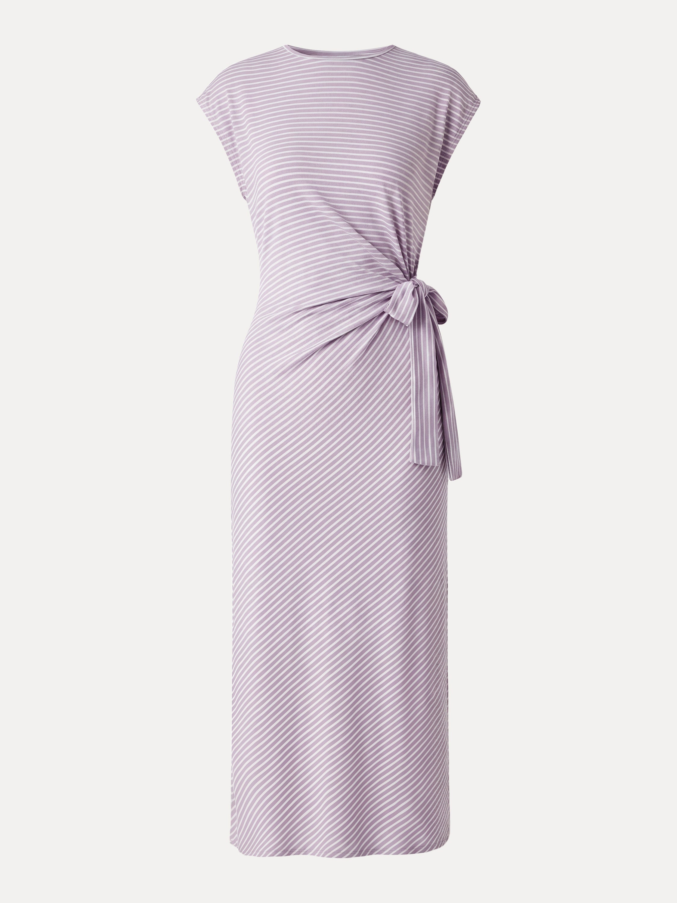OGLmove Striped Relaxed Midi Dress with Self-Tie