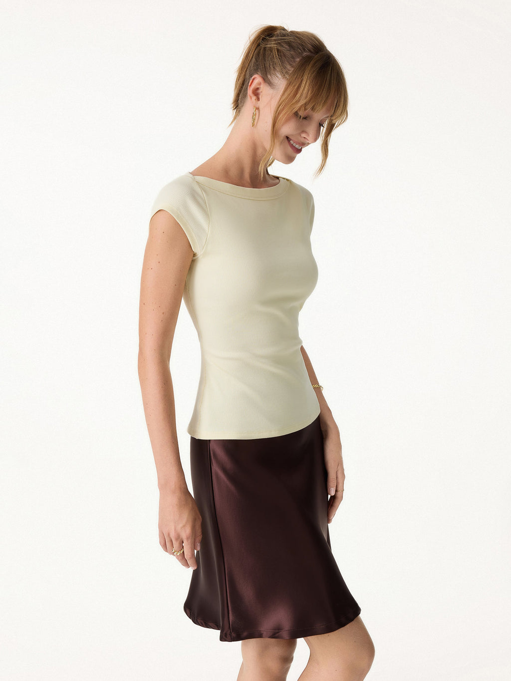 OGLmove Plantive Boatneck Cap Sleeve Bra Top